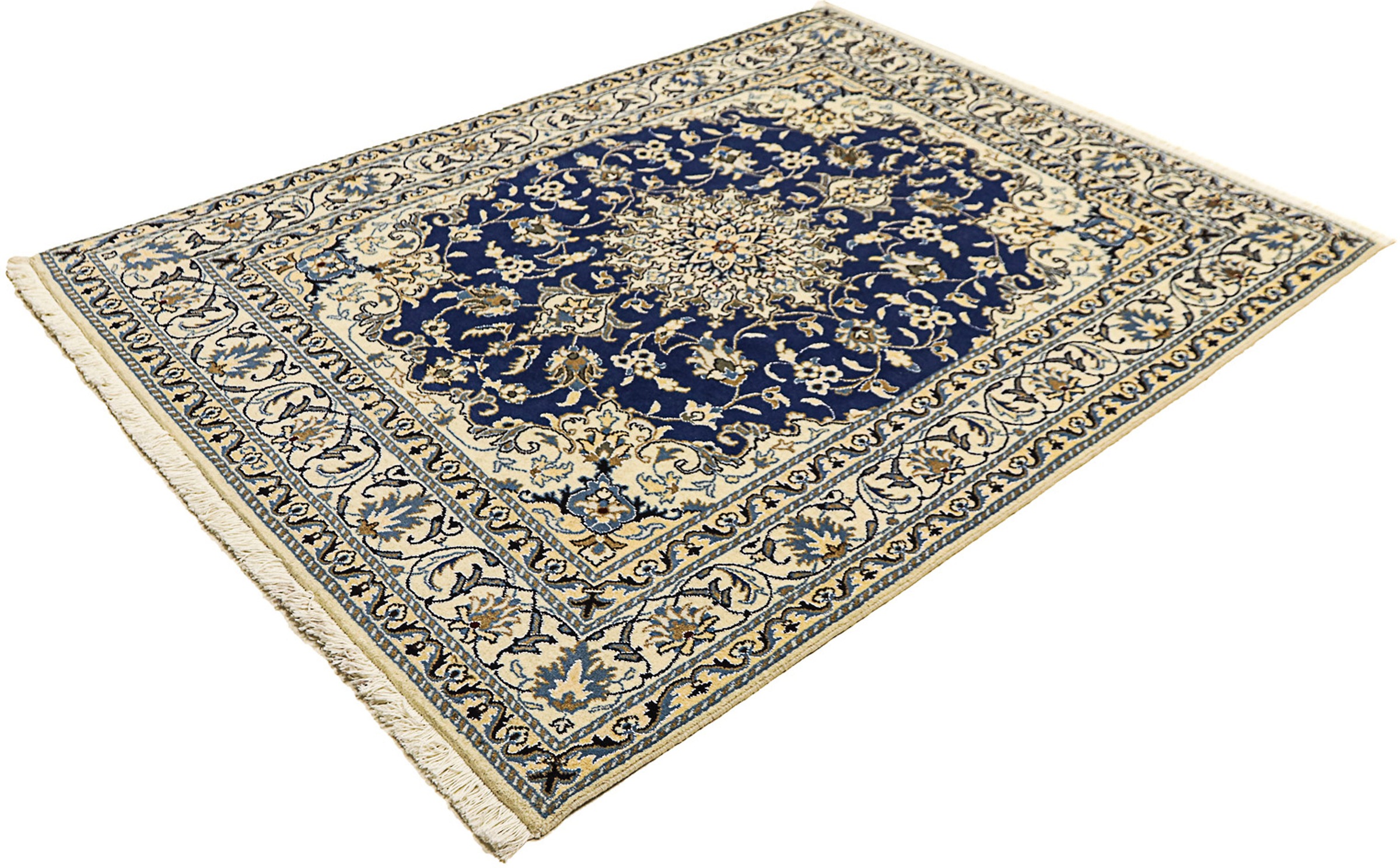 Image of morgenland Orientteppich »Perser - Nain - 196 x 145 cm - dunkelblau«, rechteckig, 12 mm Höhe, Wohnzimmer, Handgeknüpft, Einzelstück mit Zertifikat bei Ackermann Versand Schweiz