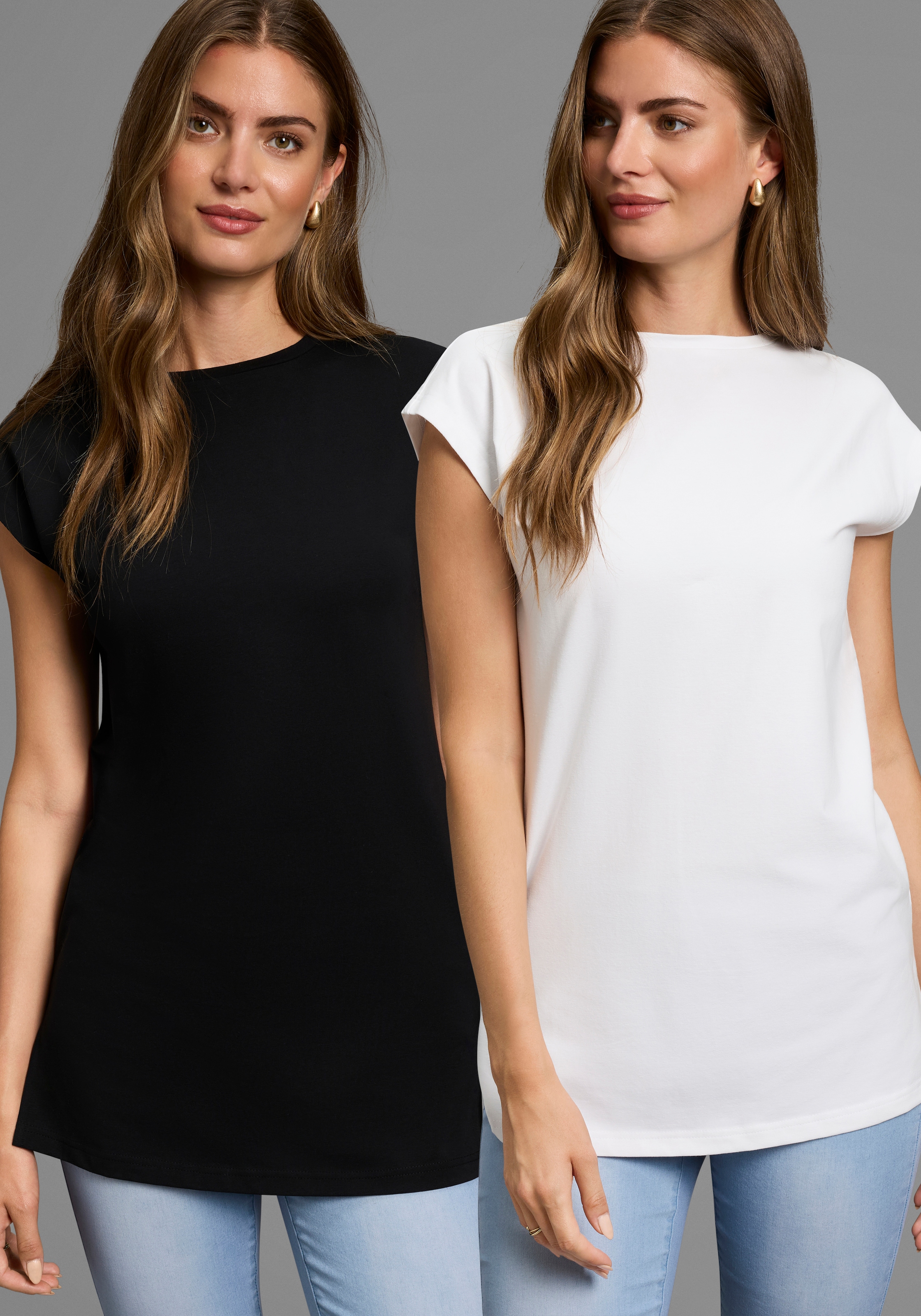 Image of Laura Scott Longshirt 2er-Pack, in verlängerter Form, mit seitlichen Schlitzen