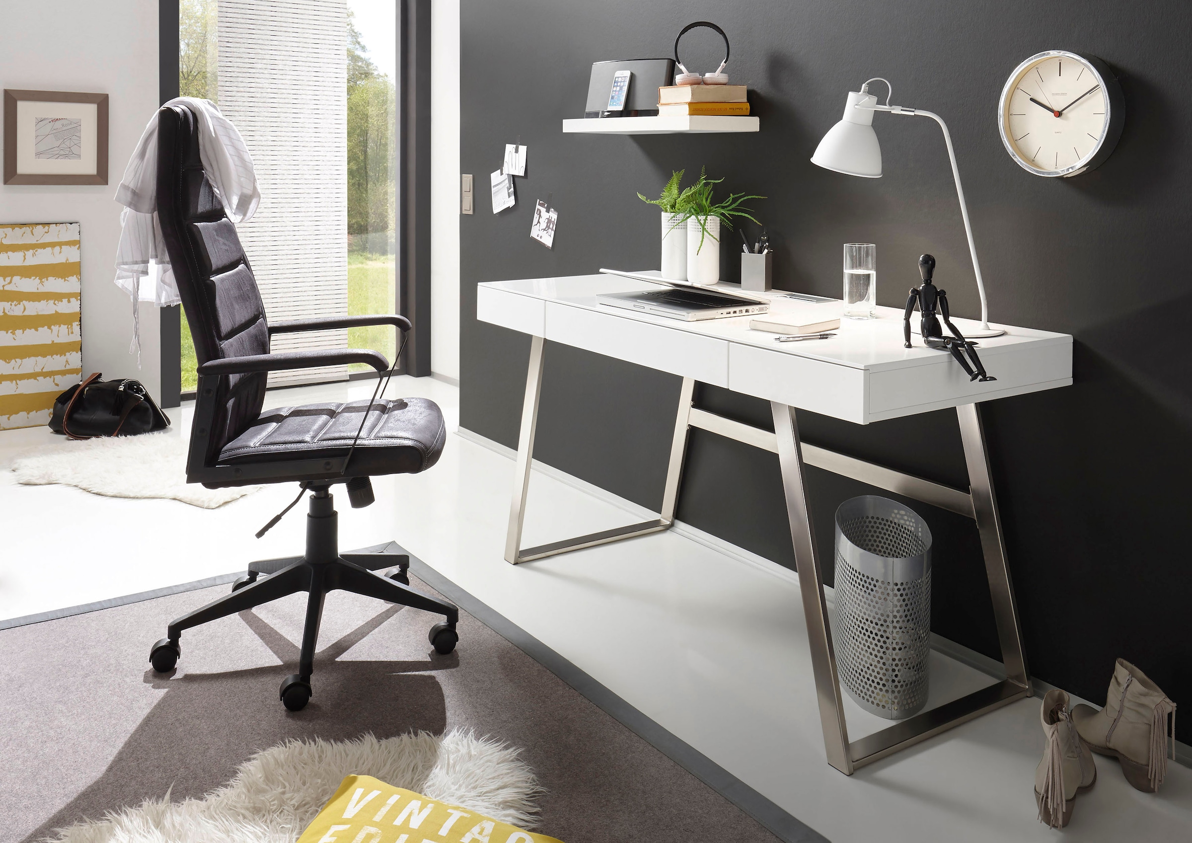 MCA furniture Schreibtisch »Aspen«, weiss matt,Schubladen mit push to open, Breite 140 cm