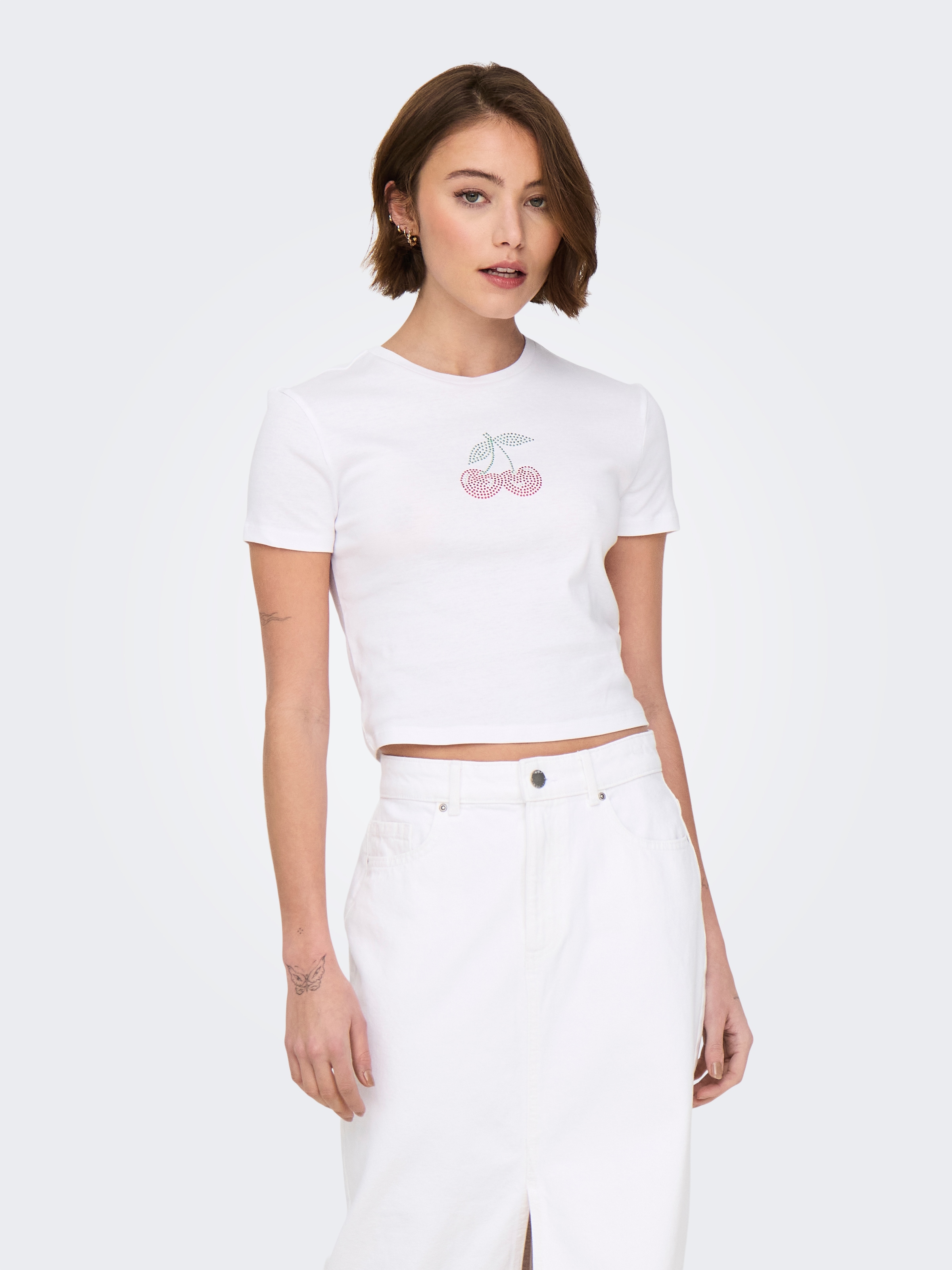 Image of ONLY Kurzarmshirt "ONLKIRA S/S BLING O-NECK SHORT TOP JRS"