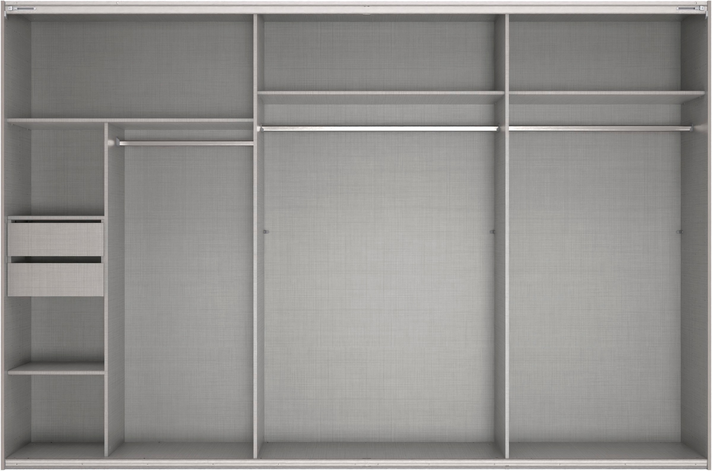 Wimex Schwebetürenschrank »Mugano, Made in Germany, Lieferung bis in Deine Etage und Stellort«, (wähle Deine Ausstattung: Basic oder Premium!), 3 Schwebetüren, grosse Grössen, mit oder ohne Spiegel, Metallgriffe