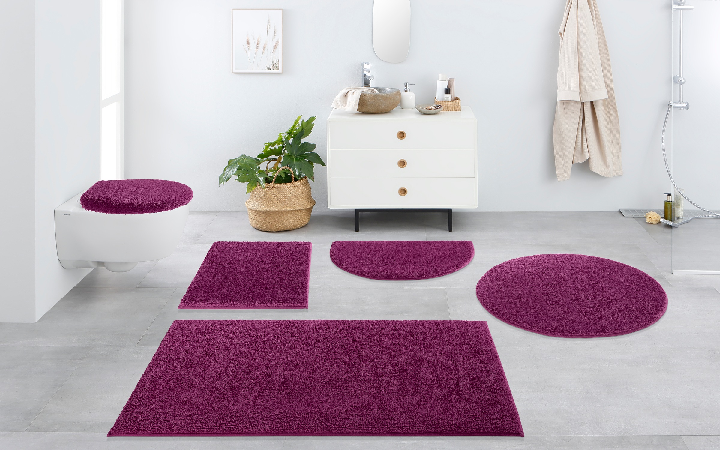 Image of GOODproduct Badematte "Vanessa, Badvorleger, Badezimmer Teppich" Höhe 10 mm rutschhemmend beschichtet fussbodenheizungsgeeignet schnell trocknend strapazierfähig Badteppich, weiche Haptik, unifarben