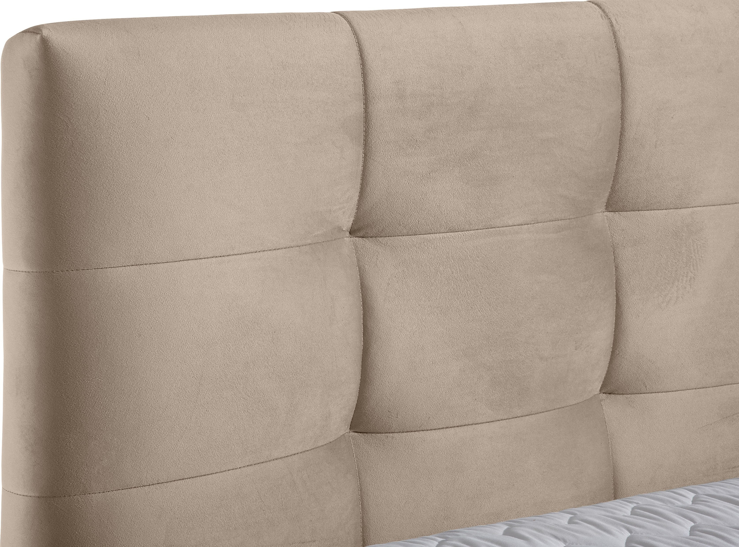 andas Boxspringbett »Salo XXL«, in Samtoptik oder Struktur, 6 Breiten in Überlänge 220cm, 4 Härtegrade