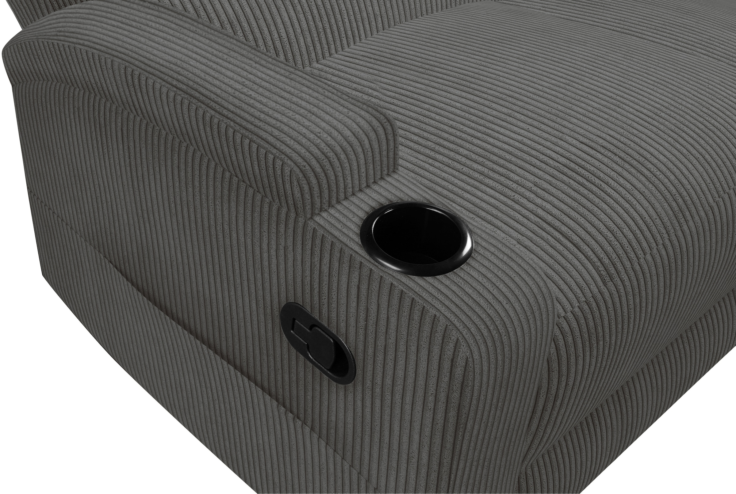 GOODproduct Canapé d'angle »NAPORI Multimediasofa, 3er Kinosessel XXL, L-Form, Cord« Kinosofa mit Relaxfunktion, Getränkehalter, Staufach und Staukasten