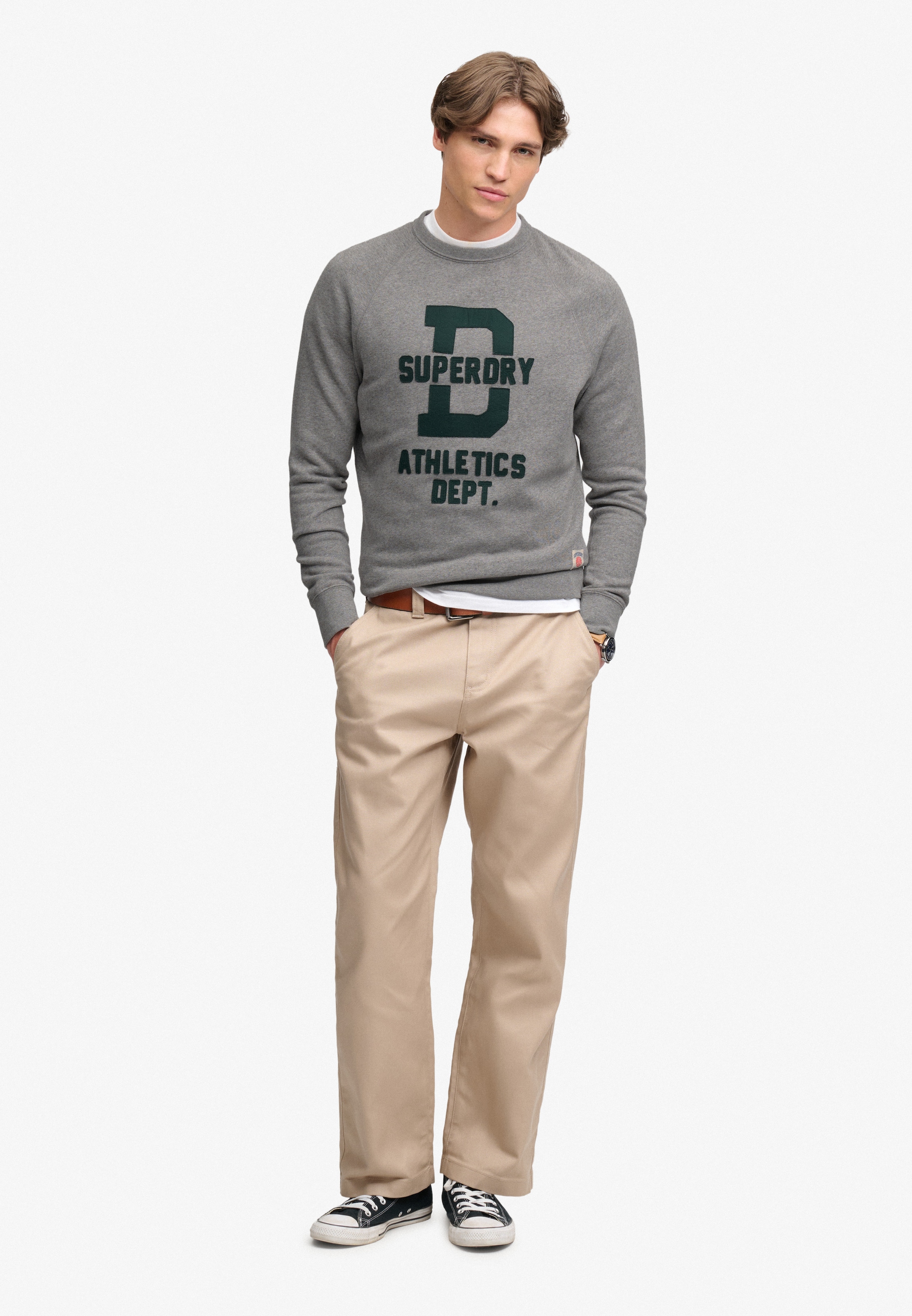 Superdry Sweatshirt »ATH FELT APPLIQUE RELAXED CREW«, Baumwollmischung, relaxed fit
