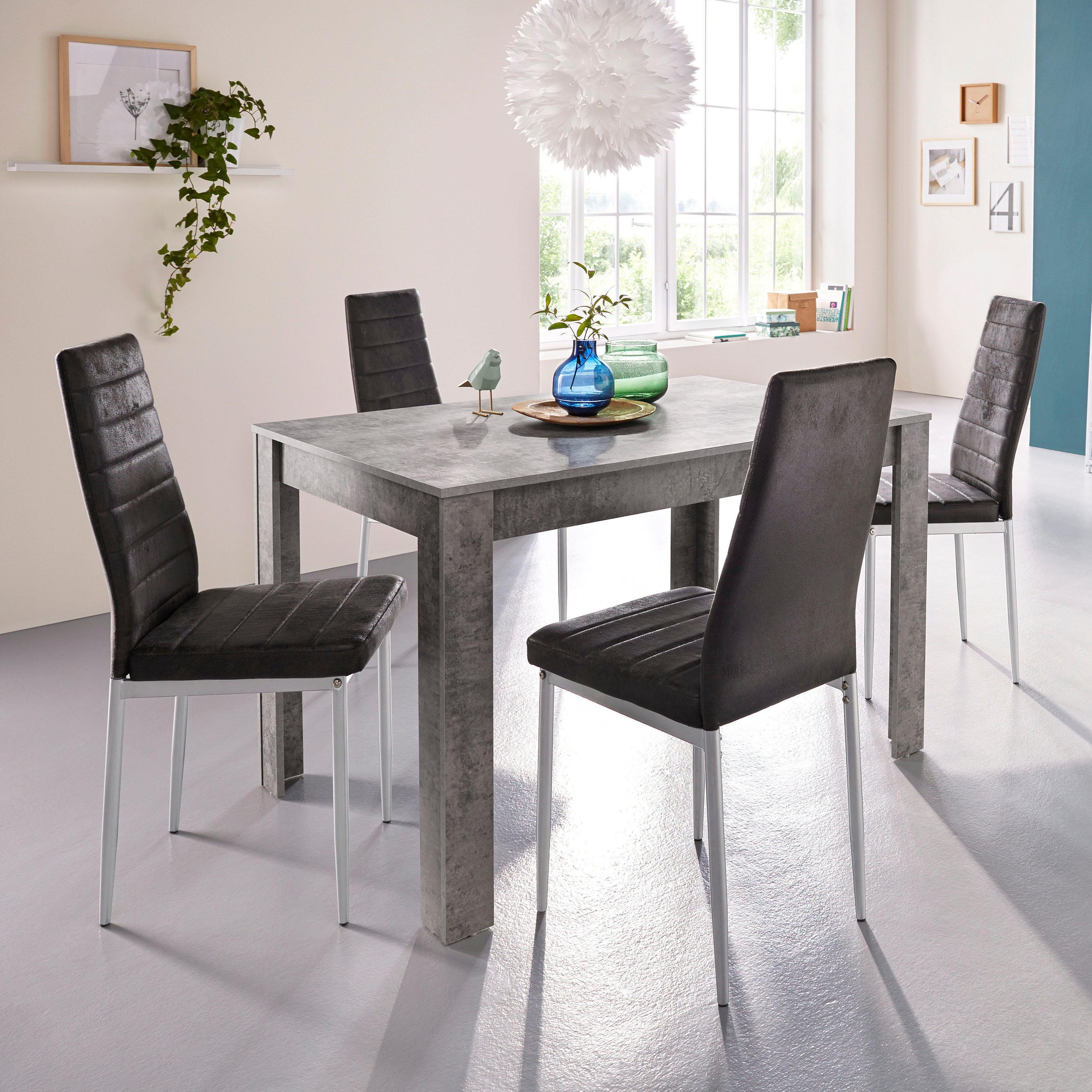Image of my home Esszimmerstuhl »Kate«, (Set), 2 St., Microfaser, (2 oder 4 Stück), Bezug in Microfaser Vintage, silberfarbenes Metallgestell bei Ackermann Versand Schweiz