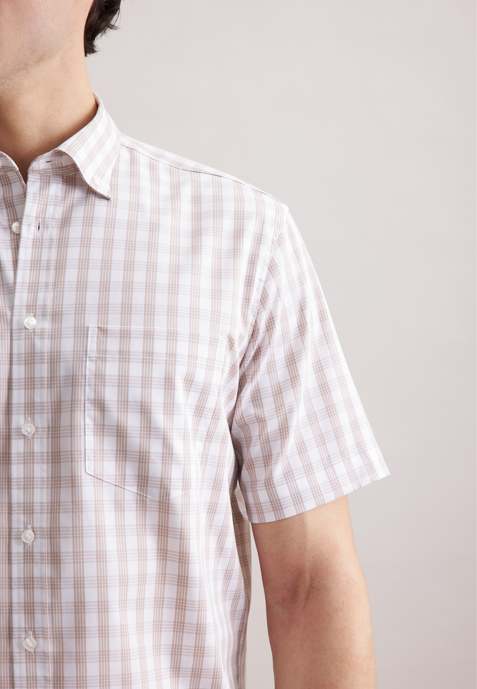 seidensticker Businesshemd »Comfort« Comfort 1/2 Button-Down-Kragen Karo