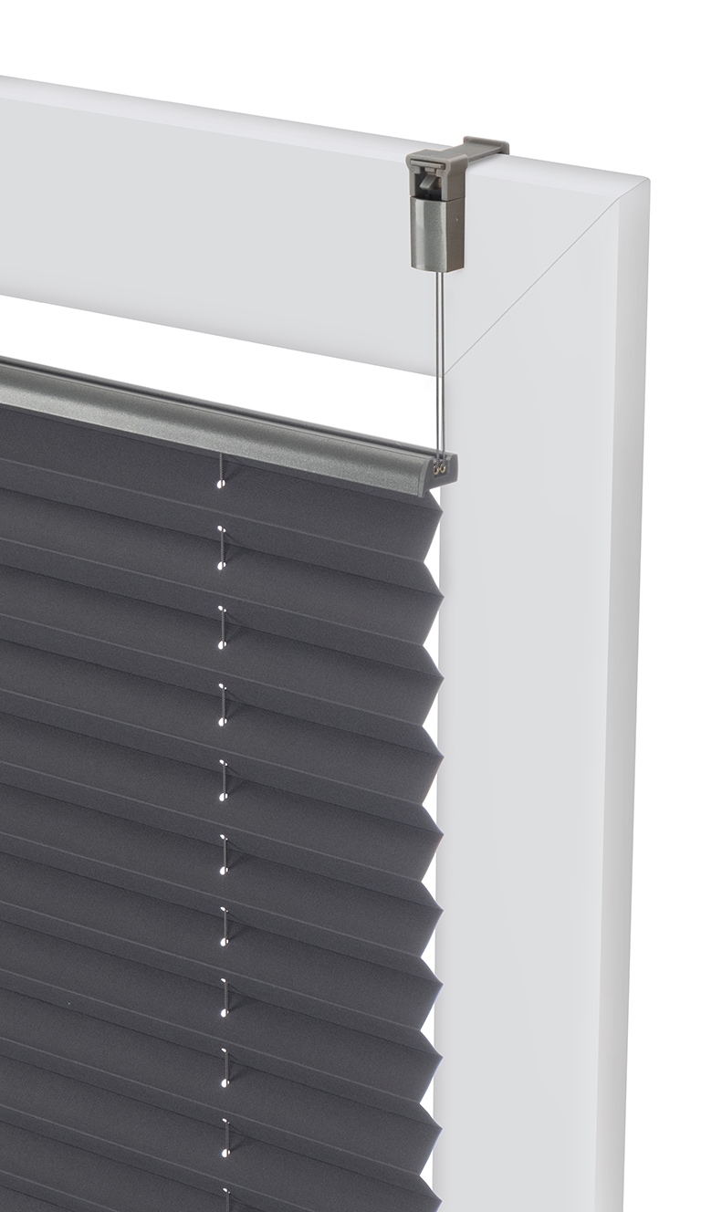 GOODproduct Plissé »LAHOLM UNI DARK« verdunkelnd Aucun perçage requis sous tension verdunkelnd, Klemmträger in Unifarben passend zum Plissee -NEUHEIT