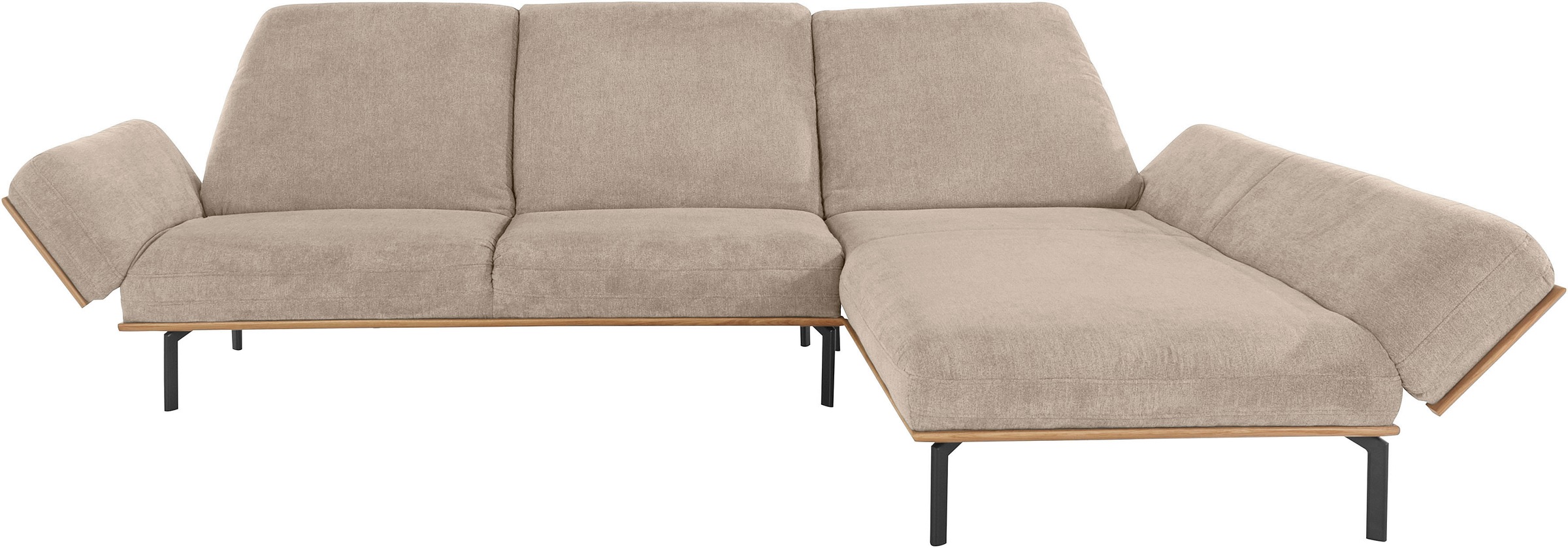 Image of INOSIGN Ecksofa »Linny«, mit Arm- und Rückenfunktion und Holzkranz in Wildeiche, grosse Ausführung bei Ackermann Versand Schweiz