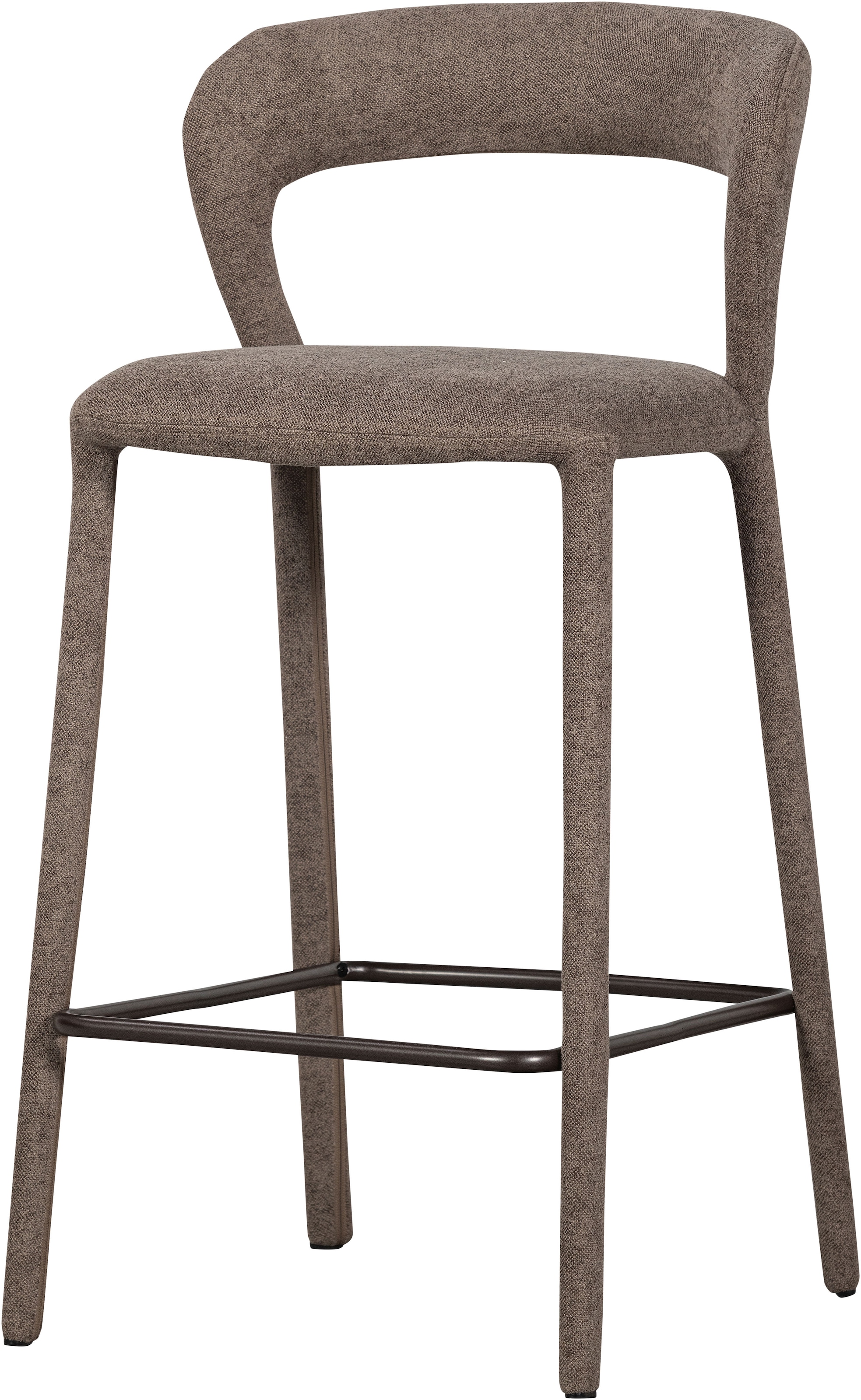 Image of WOOOD Barhocker "Noble mit vollgepolstertem Gestell und Fussstütze B 48 x T 52 x H 95 cm" Gewebter Bezug, Hohe Verschleissfestigkeit, Tragkraft 150 kg
