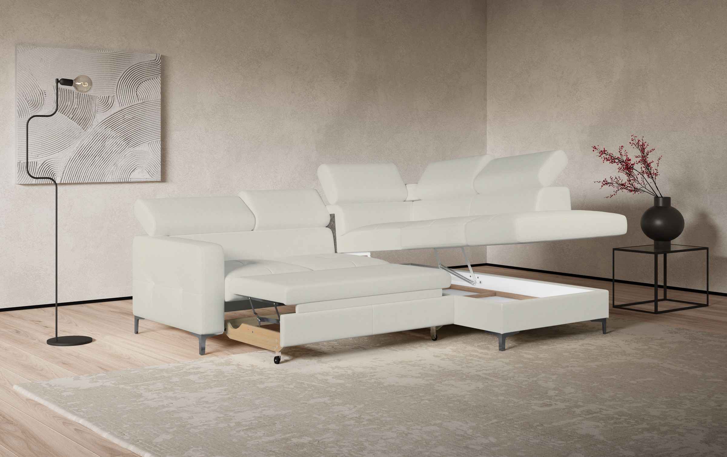 COTTA Ecksofa »Sammy L-Form«, mit Kopfteilverstellung, wahlweise mit Bettfunktion & Bettkasten
