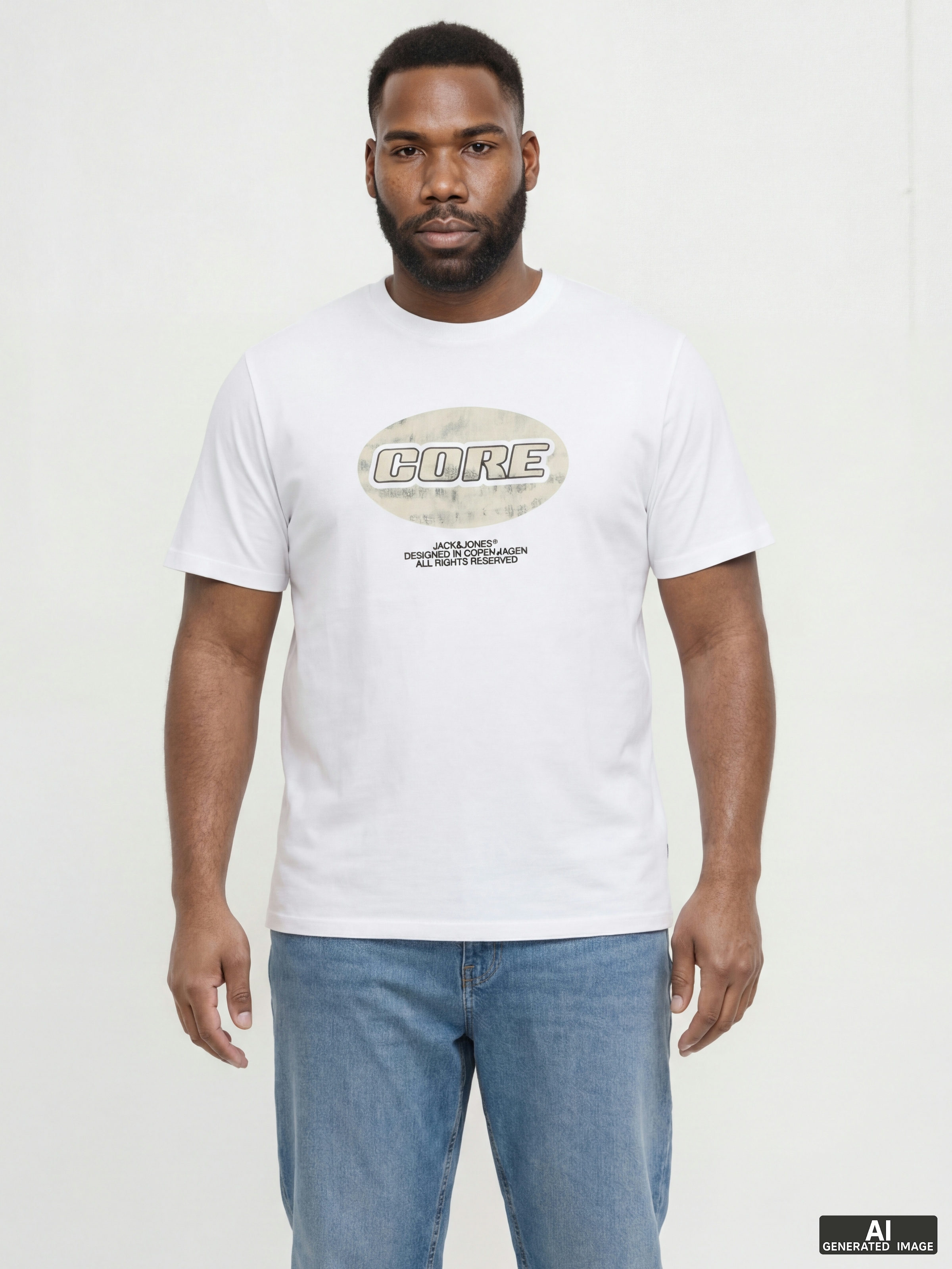 Image of Jack & Jones PlusSize Print-Shirt "JCOLIDO AOP FRONT PRINT TEE SS CRE PLS" mit Logo Print