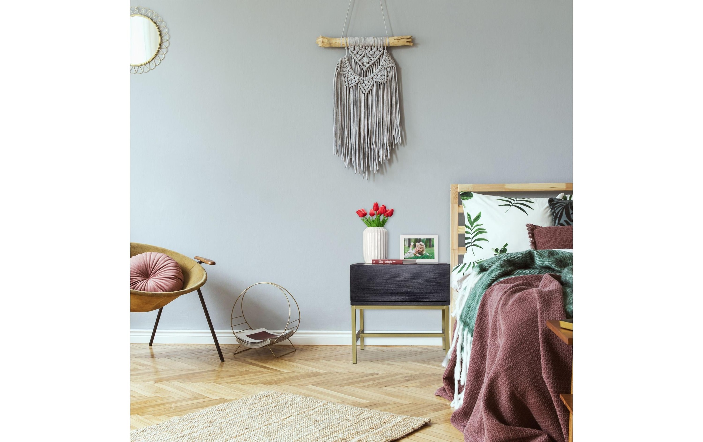 relaxdays Nachttisch »mit 1 Schublade 50 x 50 cm, Goldfarben/Schwarz«