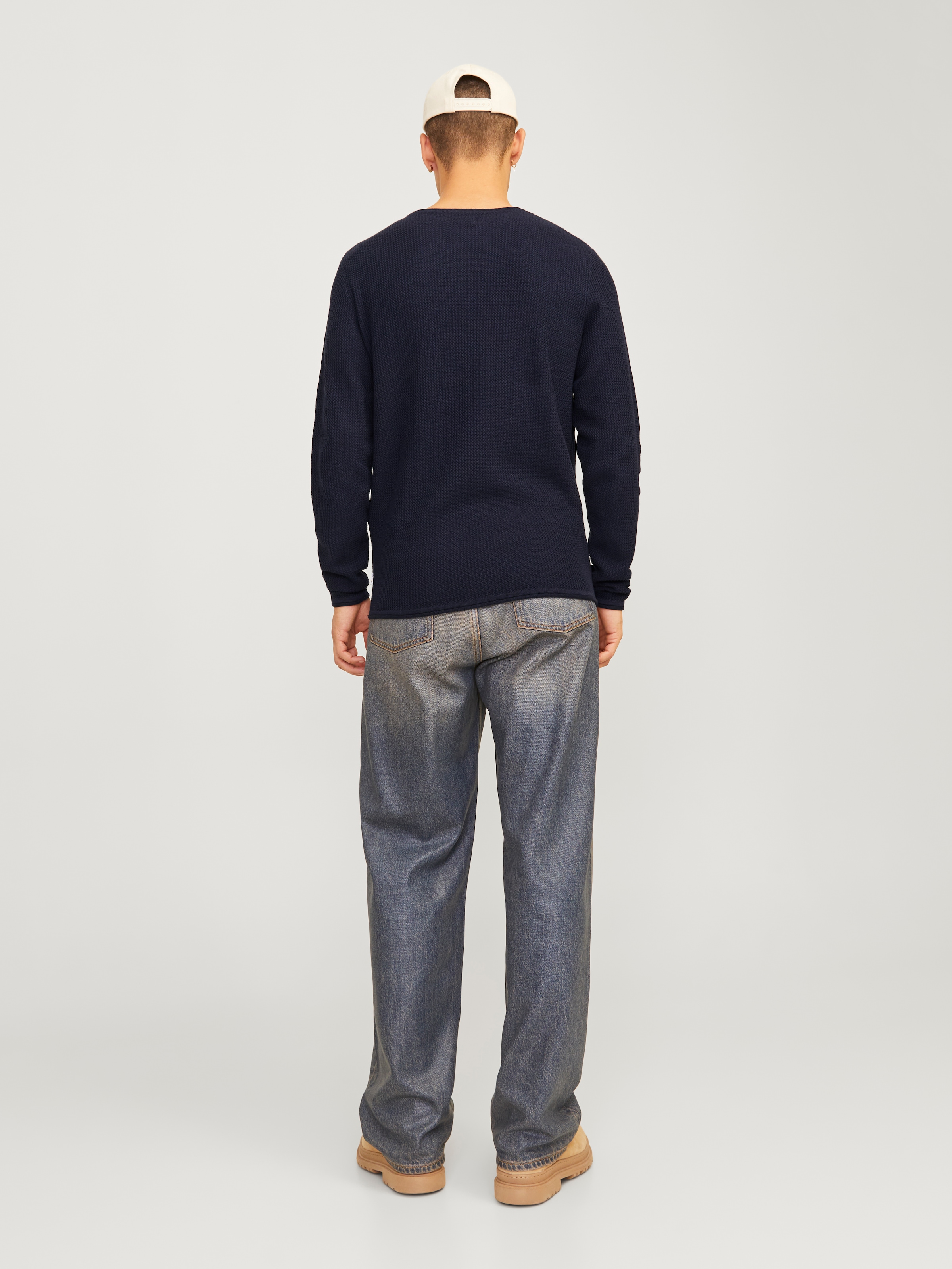 Jack & Jones Rundhalspullover »JJECOOPER KNIT CREW NECK NOOS«, in Strick Optik