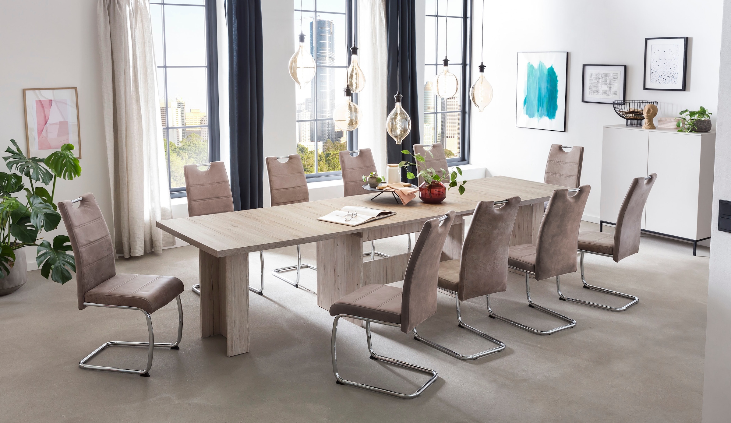 Image of HELA Essgruppe "Lia, 11tlg. Sitzgruppe, Extra viel Platz" Set, 11tlg.-Set, ausziehbar, Esstisch plus 10 Stühle, 11 Stk. tlg. Ausziebar 160 - 300 cm