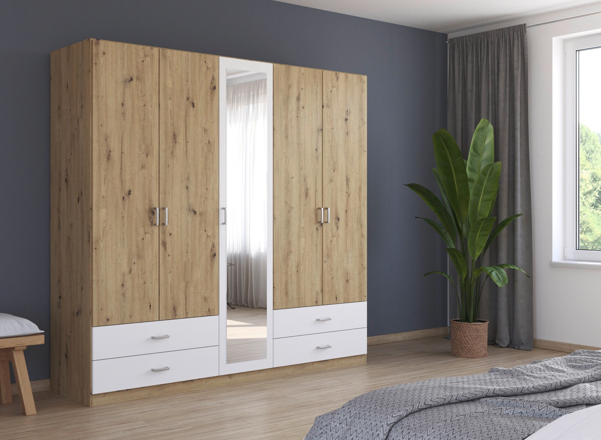 rauch »Kleiderschrank Schrank Garderobe Wäscheschrank BORBONA« Largeurs 226/271 cm, hauteur 210 cm,  en 2 largeurs, avec miroir et nombreuses combinaisons de couleurs FABRIQUÉ EN ALLEMAGNE