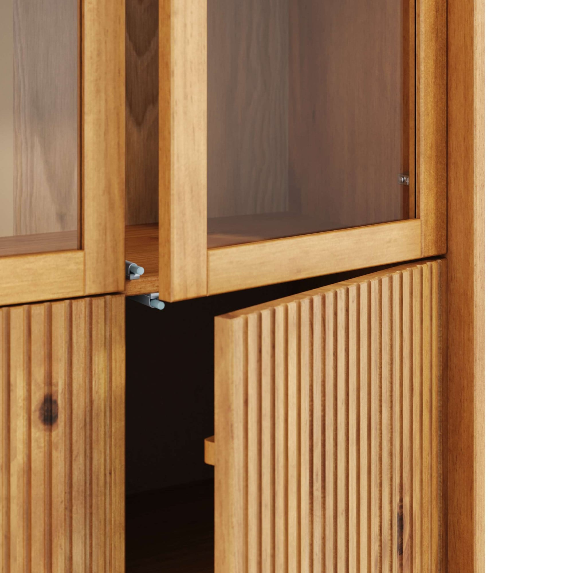 GOODproduct Vitrine »Malmedy Front mit gefrästen Rillen« aus massivem Kiefernholz, Push-to-open, FSC, Breite 80 cm, Höhe 180 cm