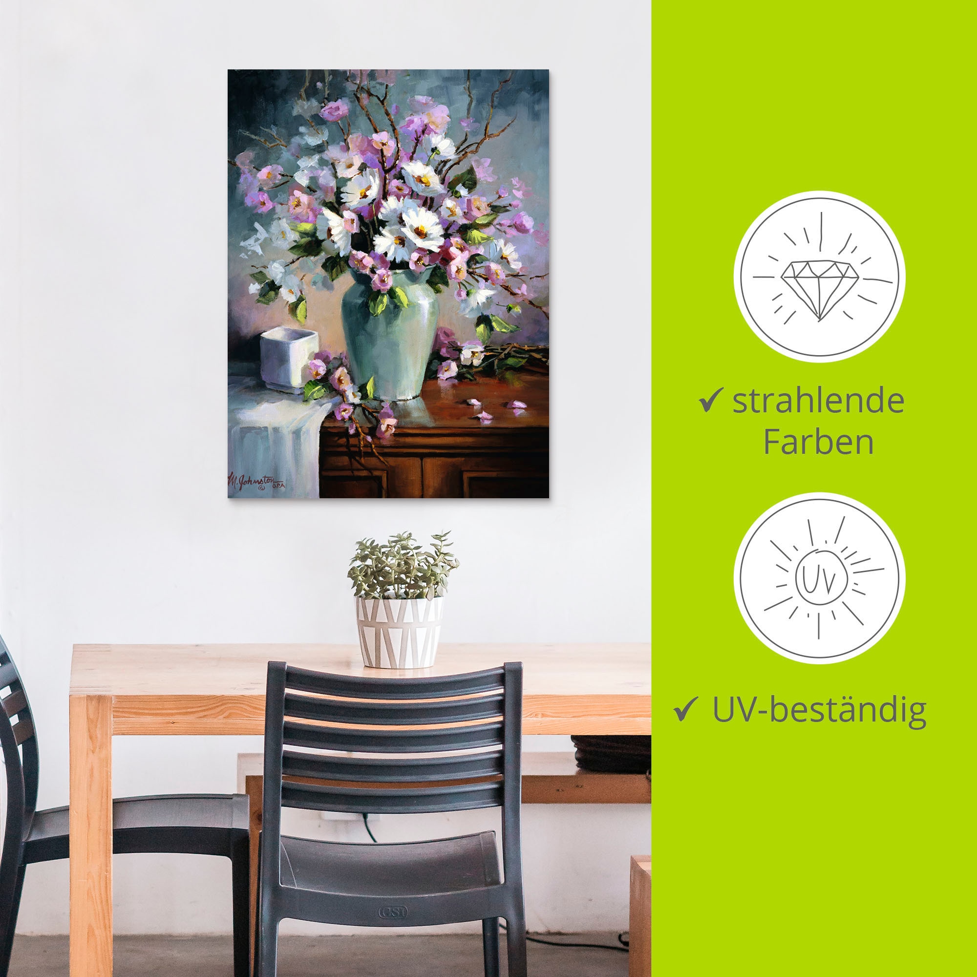 Artland Alu-Dibond-Druck »Apfel und Kirchblüten« Arrangements 1 Stk. tlg. für Innen- und Aussenbereich geeignet, Outdoorbild