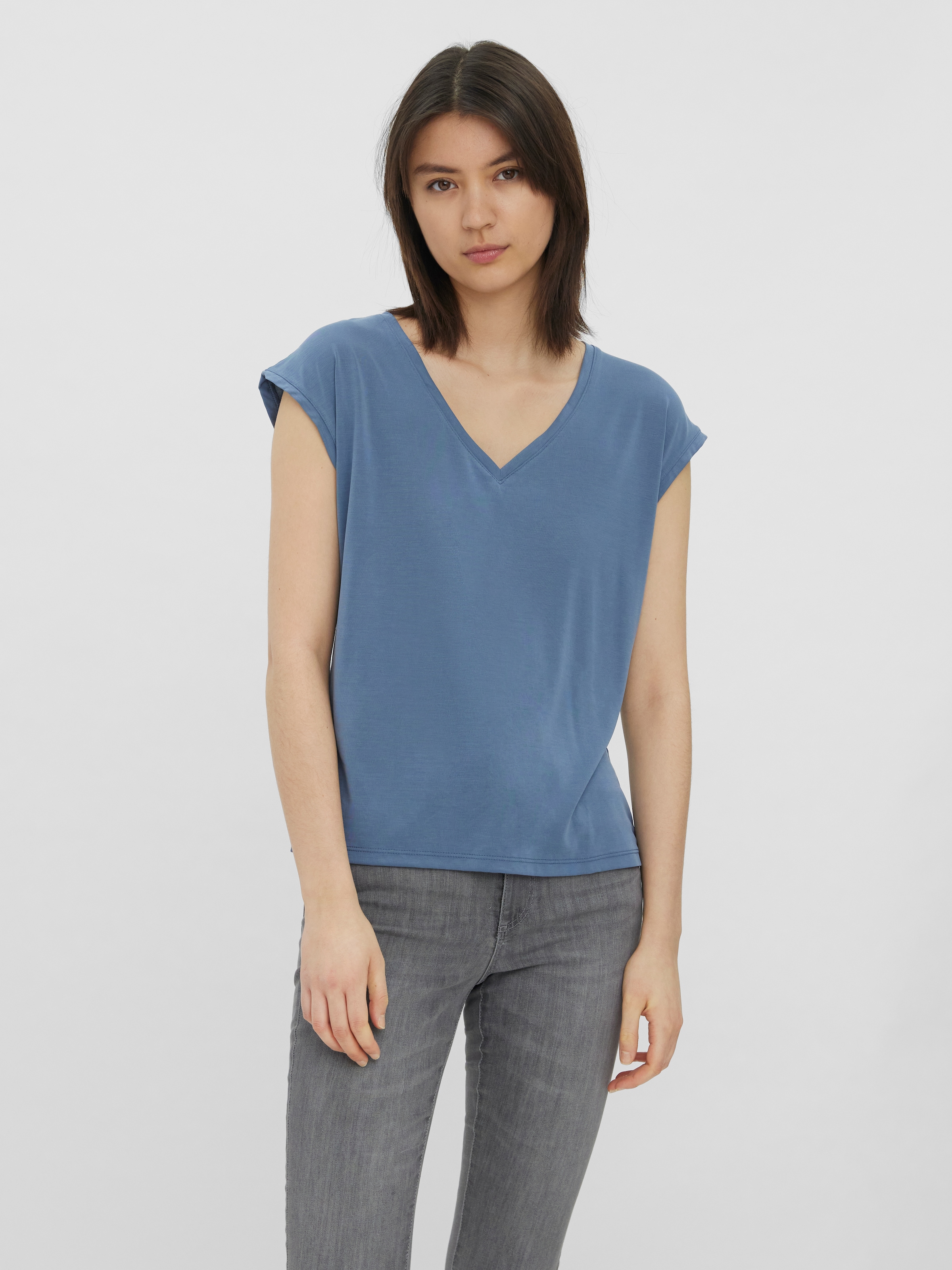 Vero Moda V-Shirt »VMFILLI SS V-NECK TEE GA NOOS« Materialmix, relaxed fit