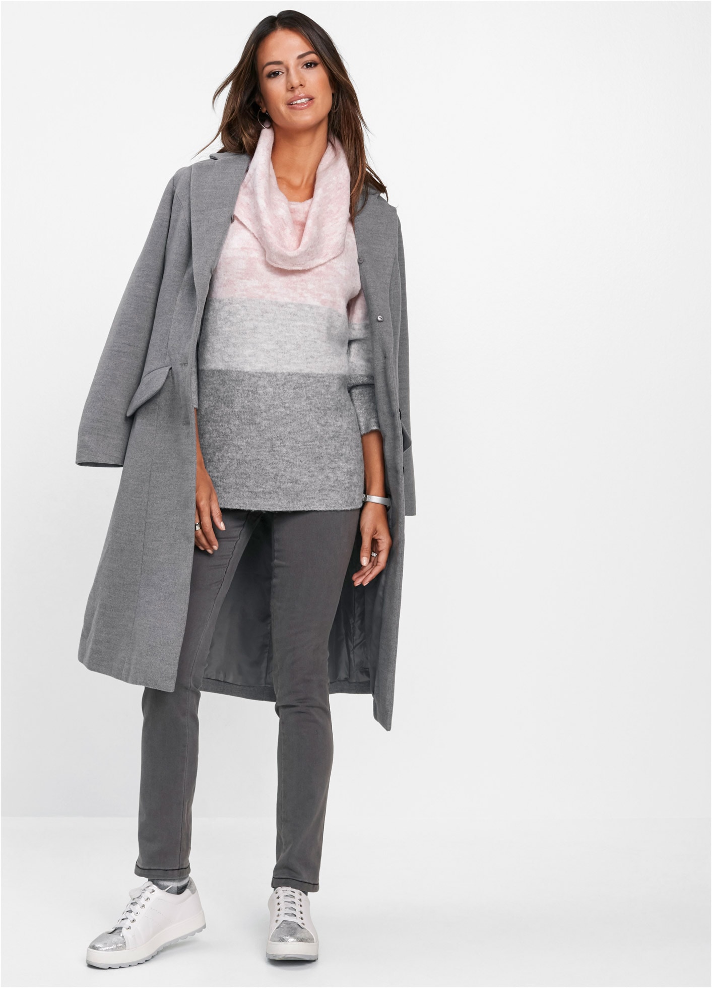 bonprix Pull à col roulé »Rollkragenpullover« mit Elasthan-Anteil, mit Wasserfallkragen, lockere Passform