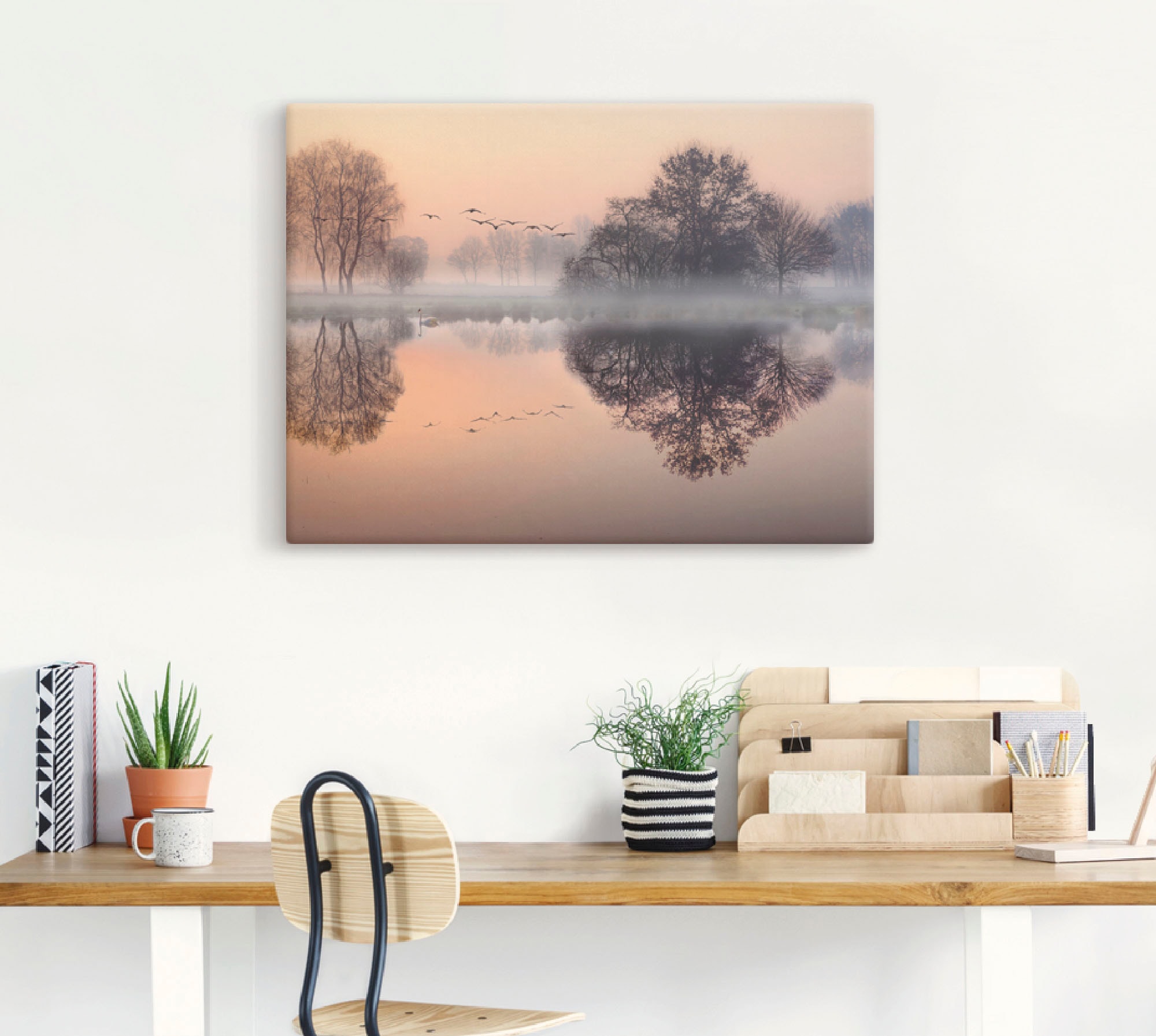 Artland Leinwandbild »Früh morgens am See....« Gewässer 1 Stk. tlg. auf Holzrahmen gespannt