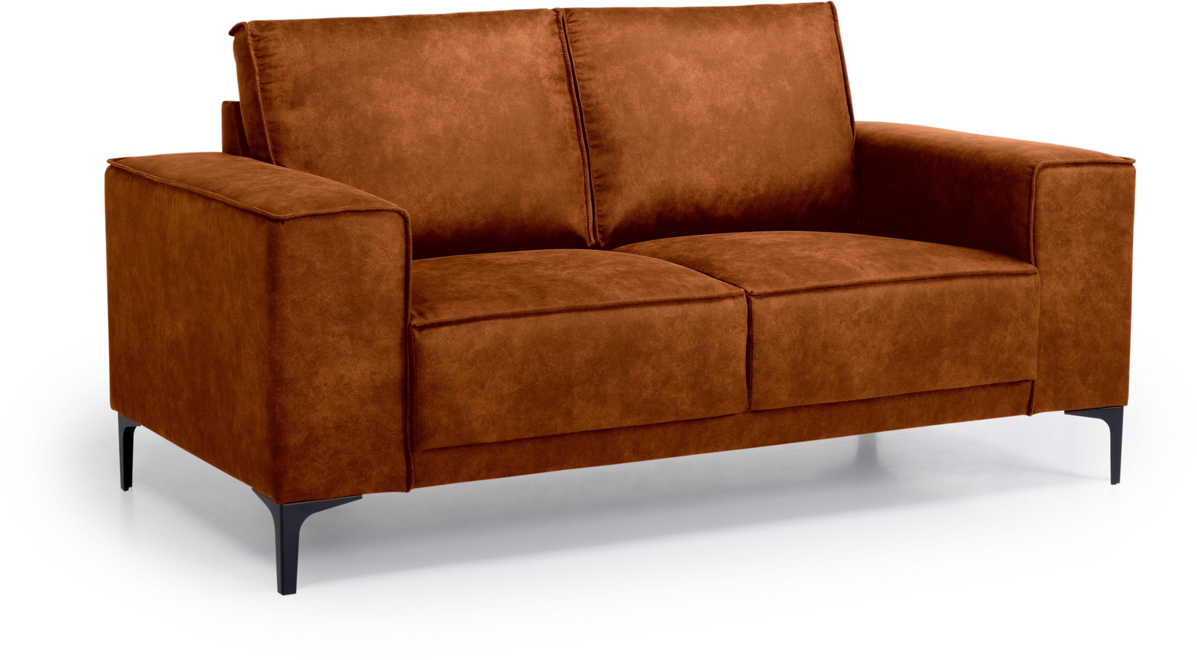 Places of Style 2-Sitzer »Kompaktsofa Oland, Struktur, Flachgewebe, Luxus-Microfaser, Boucle«, 164 cm, Wellenunterfederung, Skandi-Design, Metallfüsse