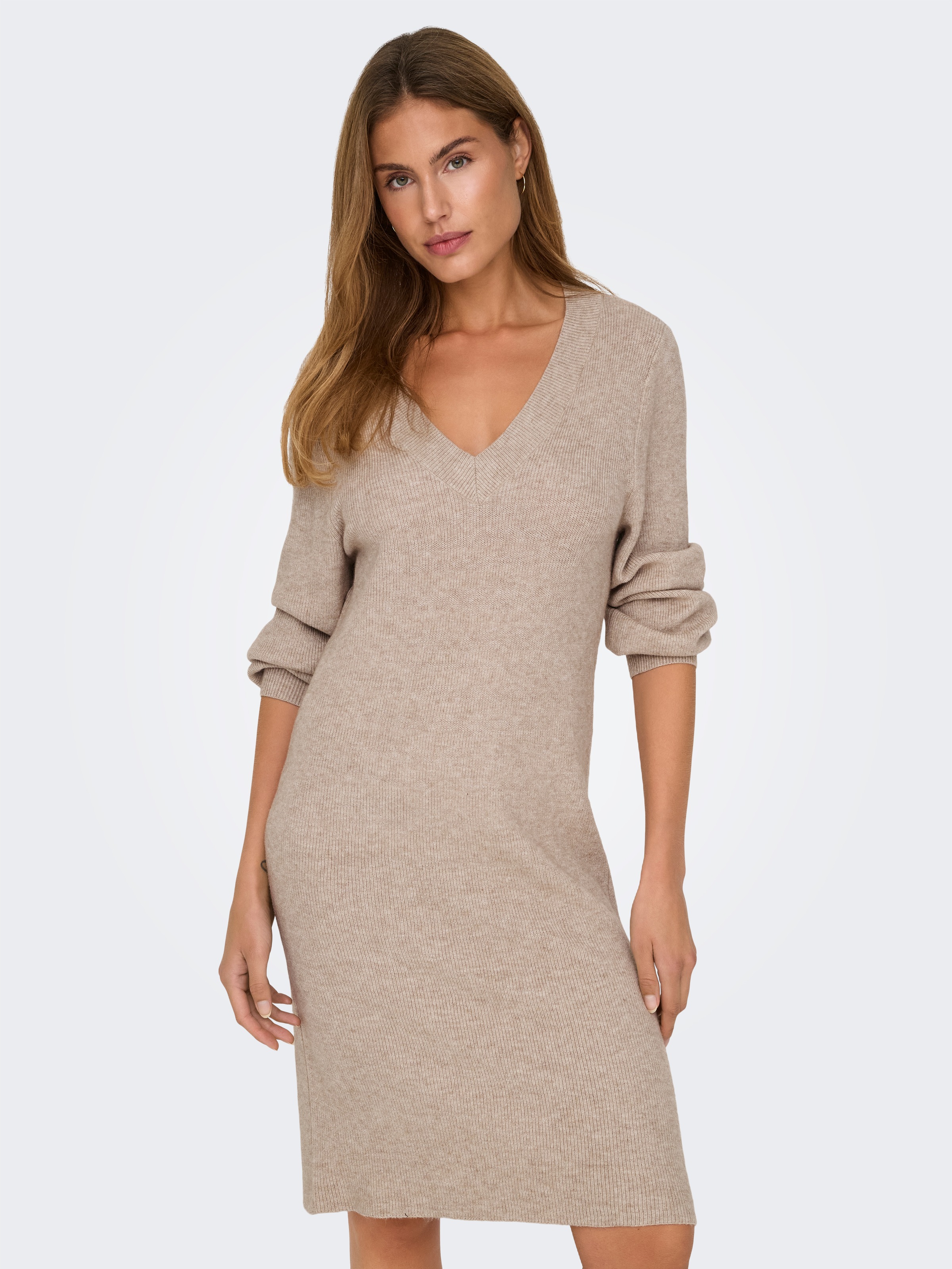 ONLY Strickkleid »ONLKATIA LS V-NECK DRESS NCA KNT«