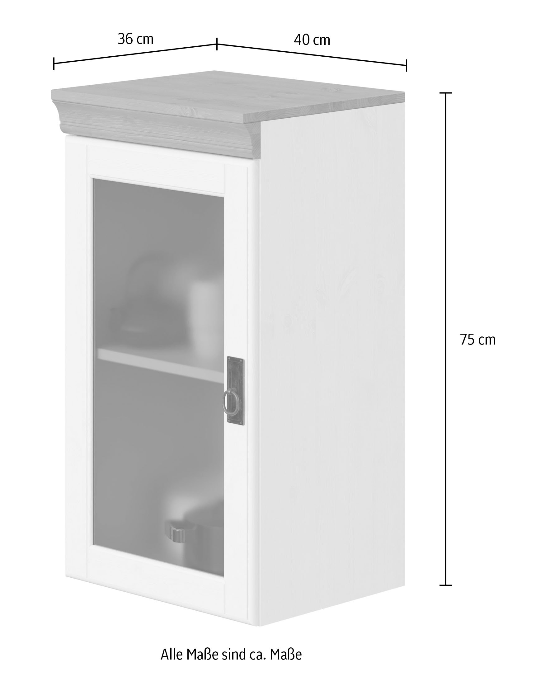 GOODproduct Armoire suspendue »Rügen« Breite 40 cm, FSC® zertifiziertes Massivholz, Tür mit Glaseinsatz