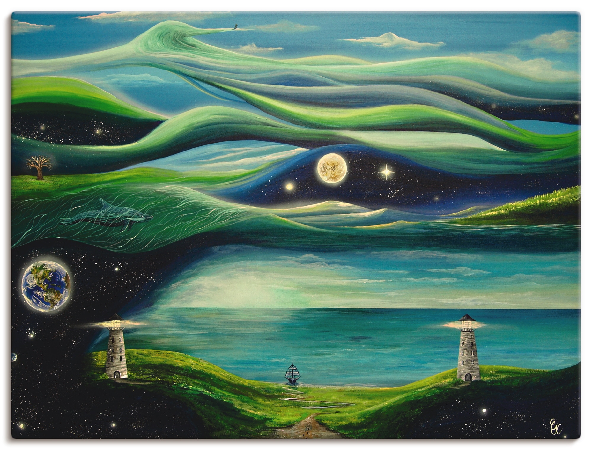 Image of Artland Leinwandbild "Verschiedene Leben" Landschaften 1 Stk. tlg. auf Holzrahmen gespannt