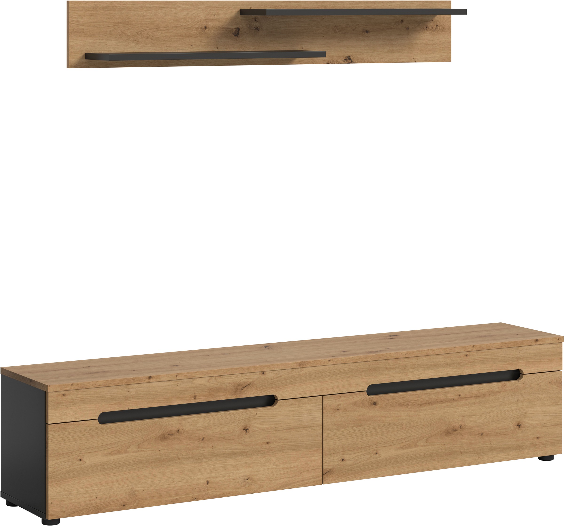 Image of Home affaire Wohnwand "REHAT, TOPSELLER, 2-teilig, wahlweise stehend und hängend montierbar" Set bestehend aus: Wandboard (13x19x8 cm) und Lowboard (170x38x33 cm), 2 Stk. tlg.