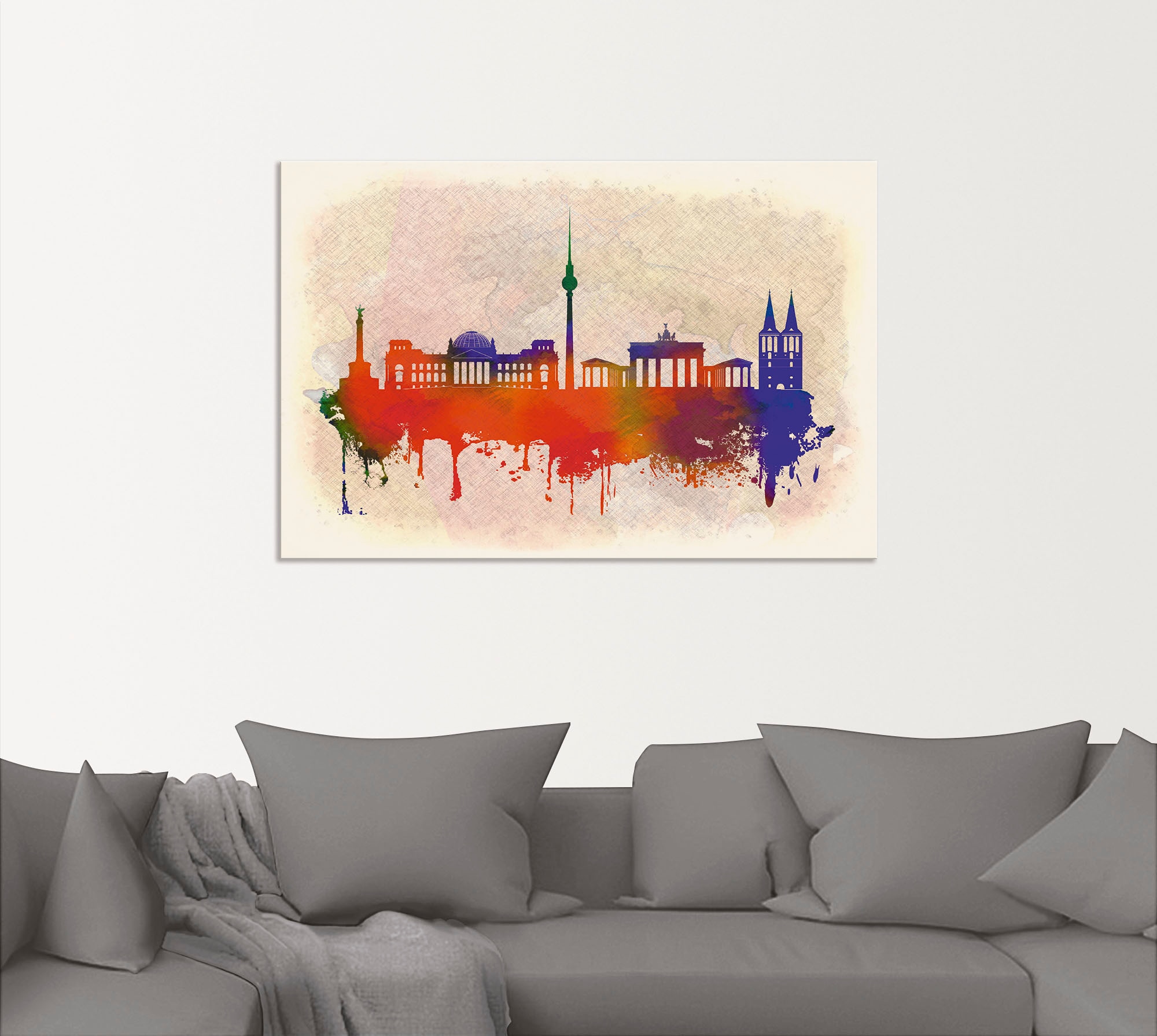Artland Wandbild »Berlin Deutschland Skyline«, Deutschland, (1 St.), als Alubild, Leinwandbild, Wandaufkleber oder Poster in versch. Grössen