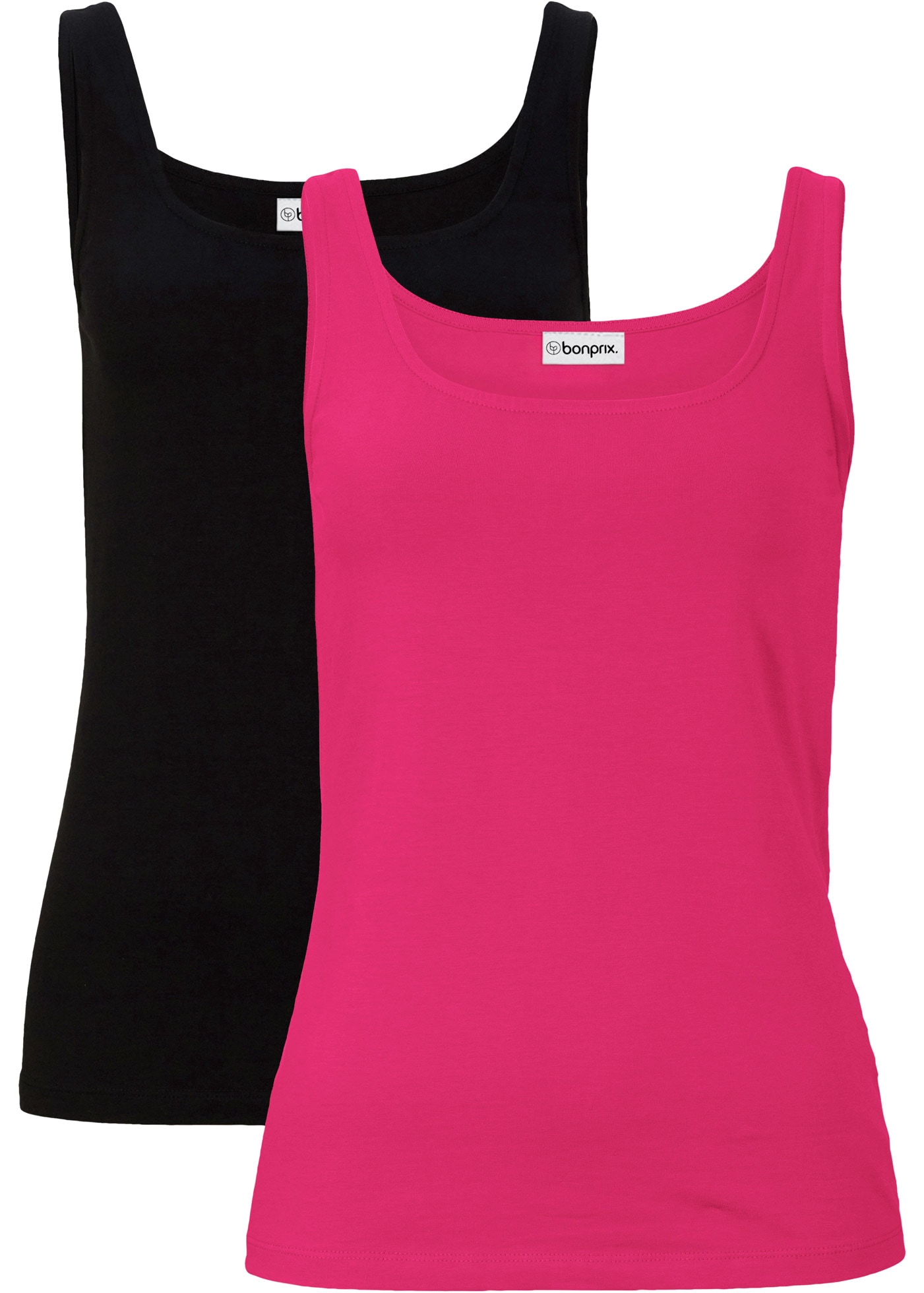 Image of bonprix Tanktop Packung, 2 tlg. taillierte Passform, mit Carré-Ausschnitt
