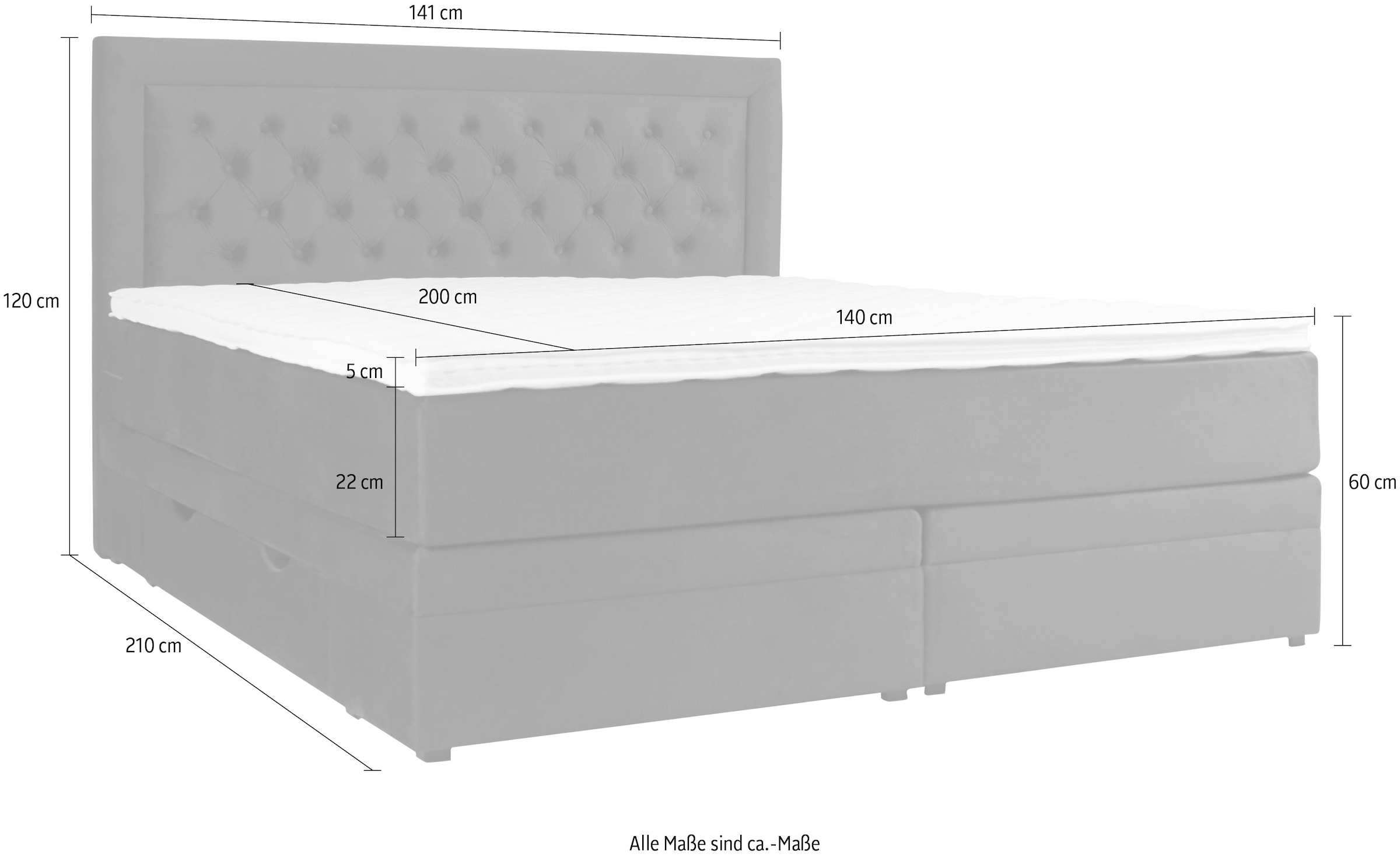 Leonique Boxspringbett »Julien«, mit Taschenfederkernmatratze