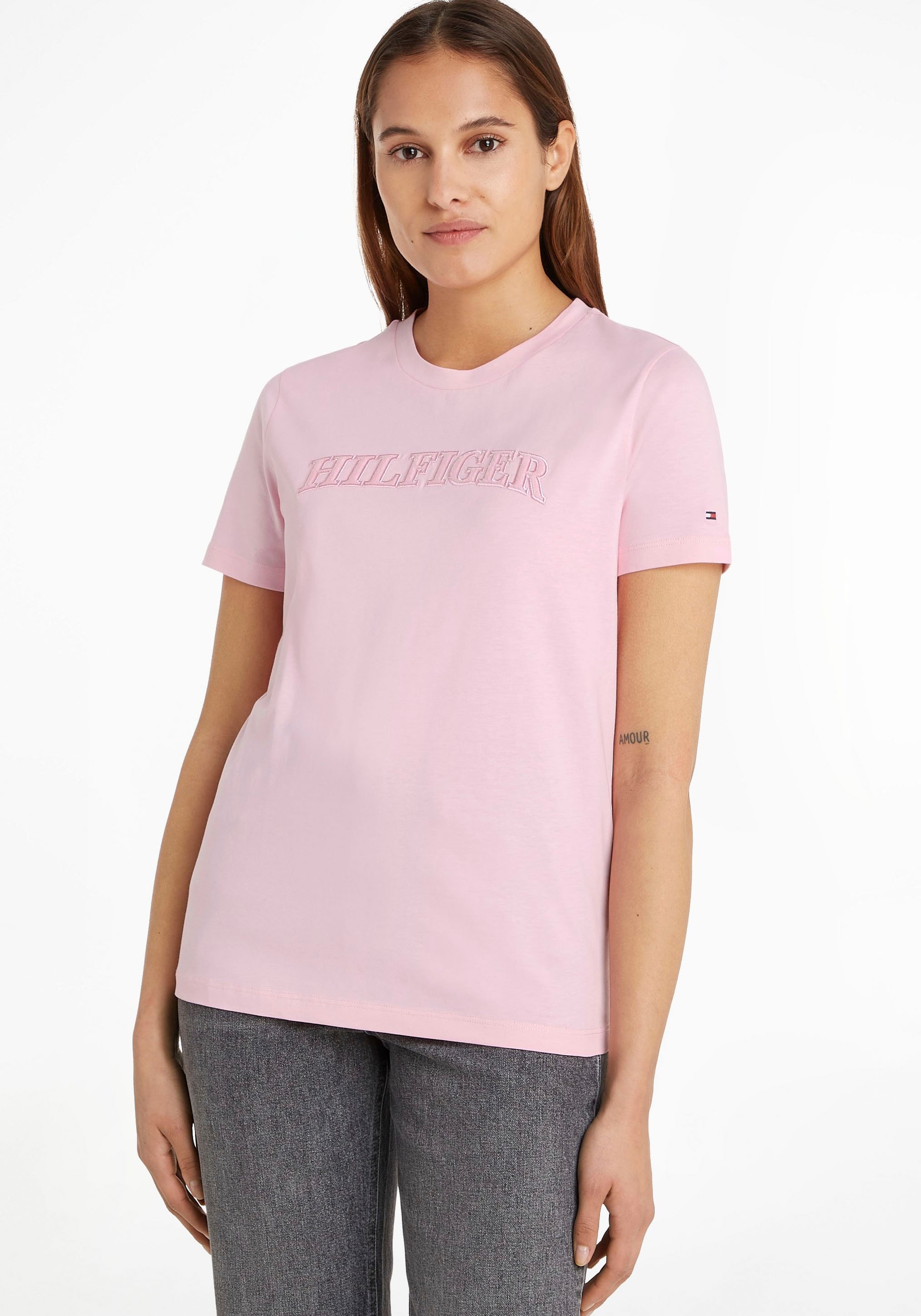 ♕ Tommy Hilfiger T-Shirt »REG HILFIGER Hilfiger auf C-NK Markenlabel TONAL mit versandkostenfrei Tommy SS«