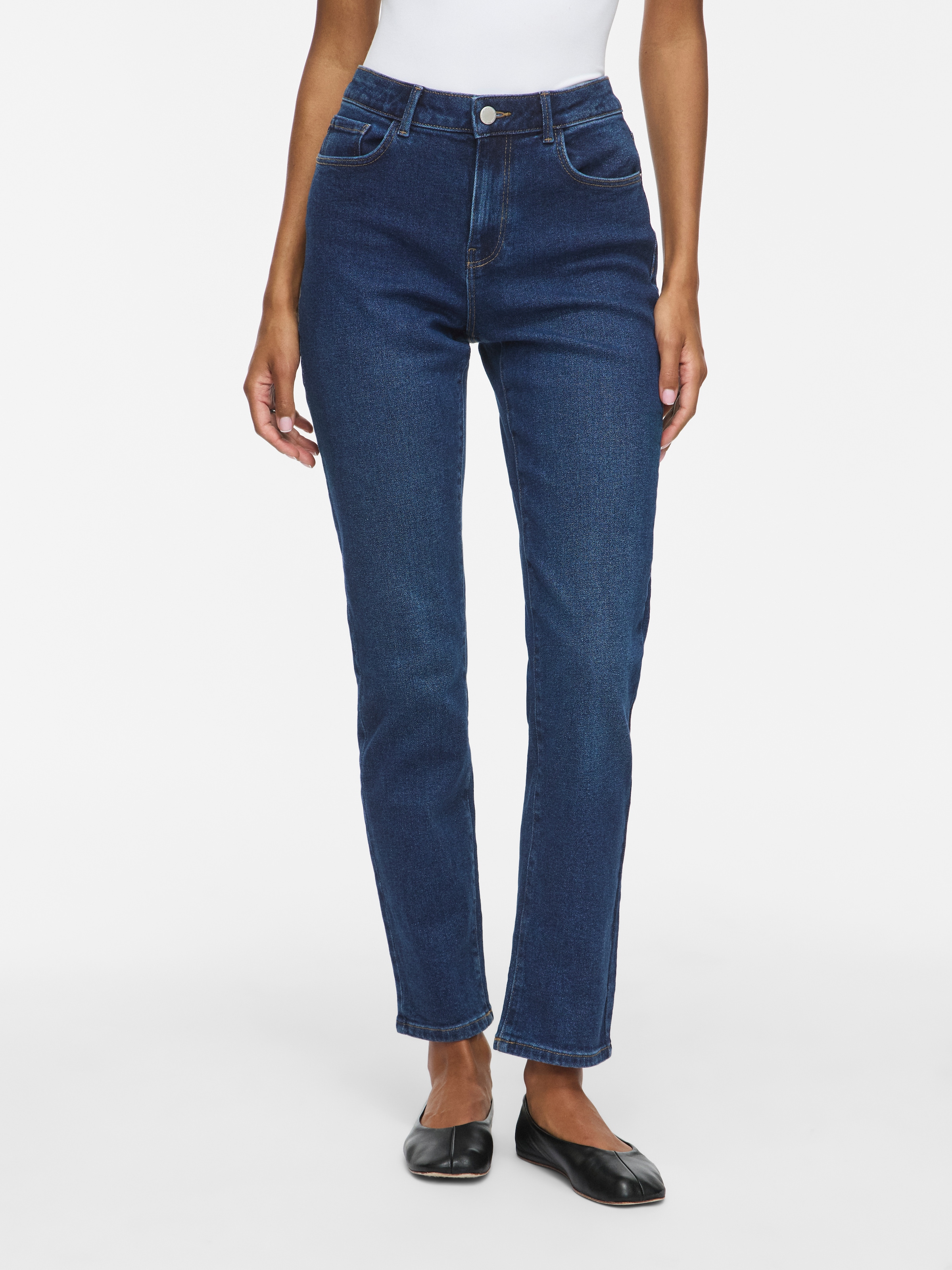 Image of Vila Straight-Jeans "VIALICE RW STRAIGHT JEANS DBD SOL30-NOOS" Baumwollmischung, straight fit, regular waist