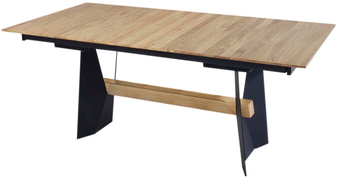 K+W Komfort & Wohnen Esstisch "Wangentisch" Tisch fix, Gestell aus Metall mit Massivholzbalken, in 2 Breiten