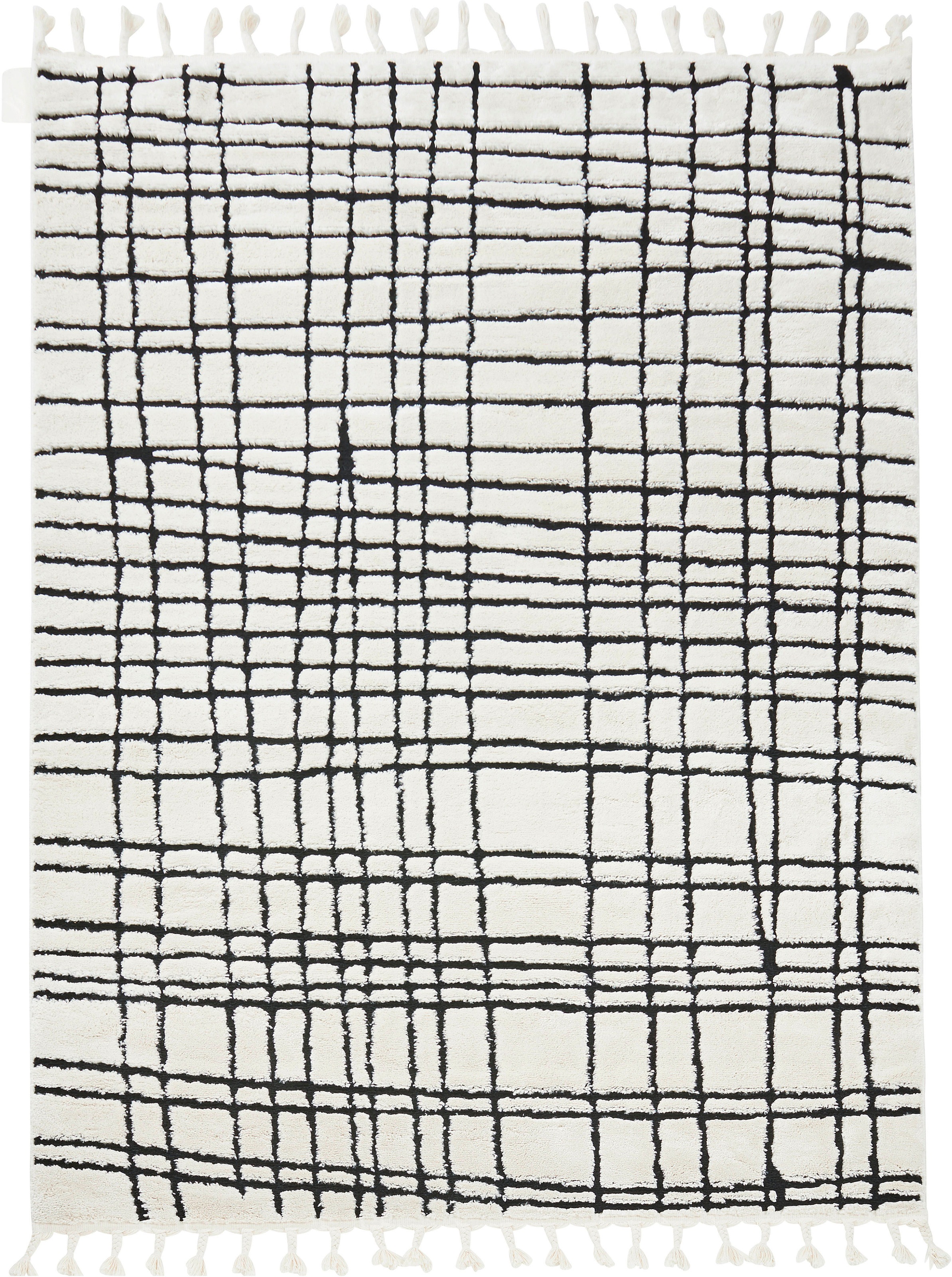 Image of done.® Teppich »RIVER«, rechteckig, 10 mm Höhe, modernes Scandi Design, kariert, Hoch-Tief Effekt, mit Fransen, ideal im Wohnzimmer & Schlafzimmer bei Ackermann Versand Schweiz