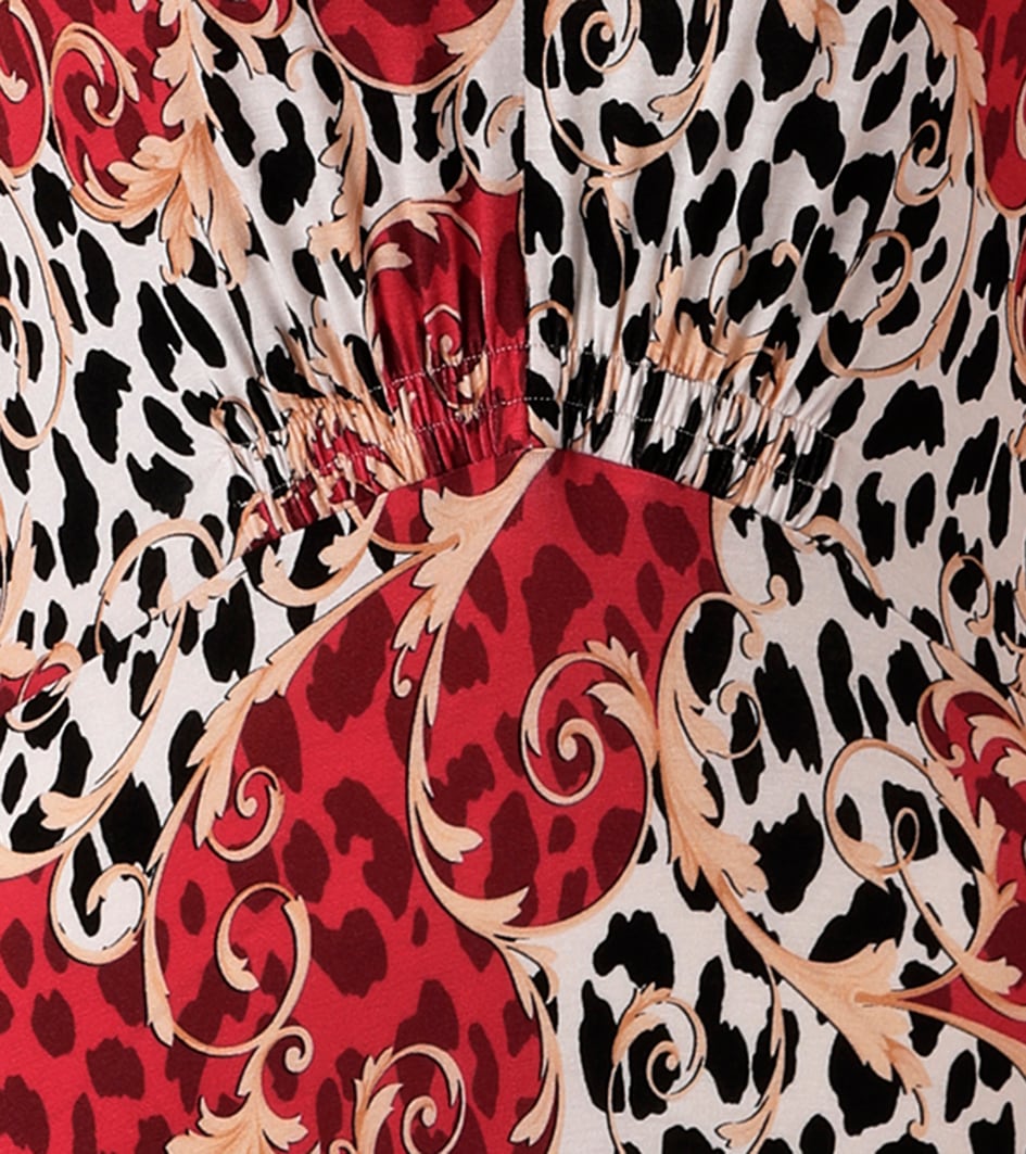 Aniston SELECTED Robe midi mit Smok-Details und fantasievollem Leo-Print - NEUE KOLLEKTION