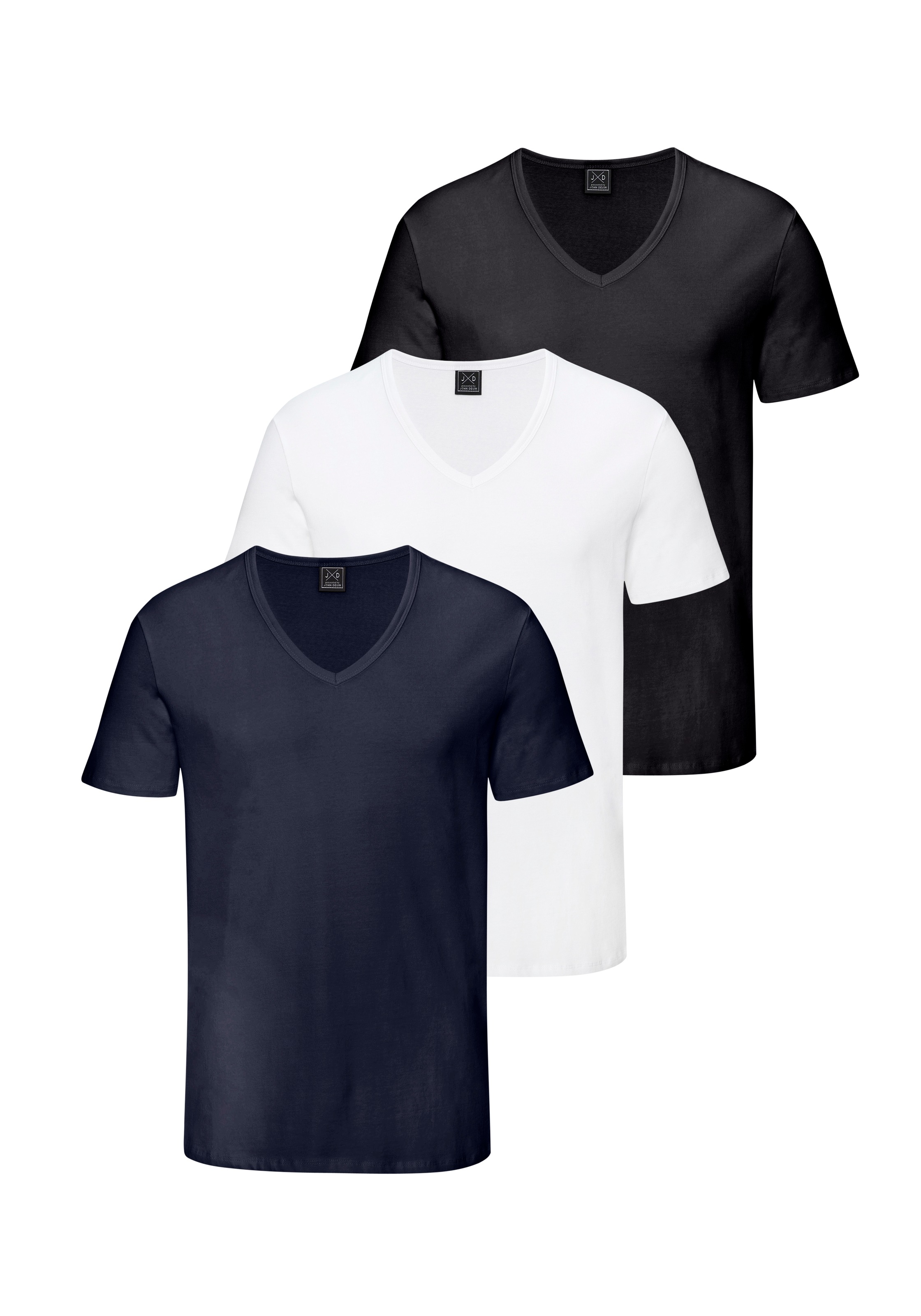 Image of John Devin T-Shirt "mit tiefem V-Ausschnitt, V-neck, Unterziehshirt" 3er-Pack, aus elastischer Baumwollqualität