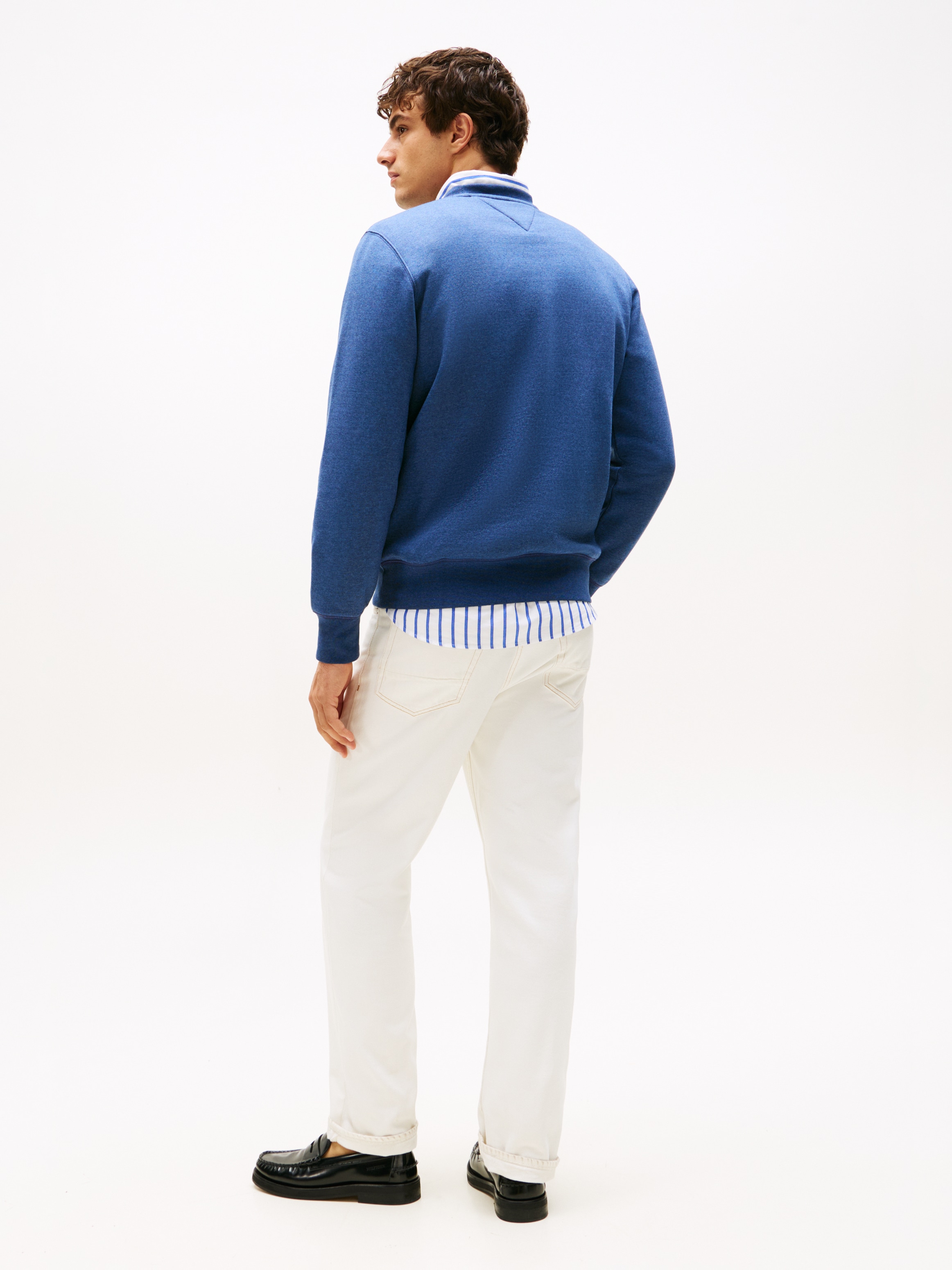 Tommy Hilfiger Sweatshirt »TOMMY LOGO SWEATSHIRT mit Rundhals und Stickerei«, unifarben, casual, regular fit, Baumwollmix, Rundhals