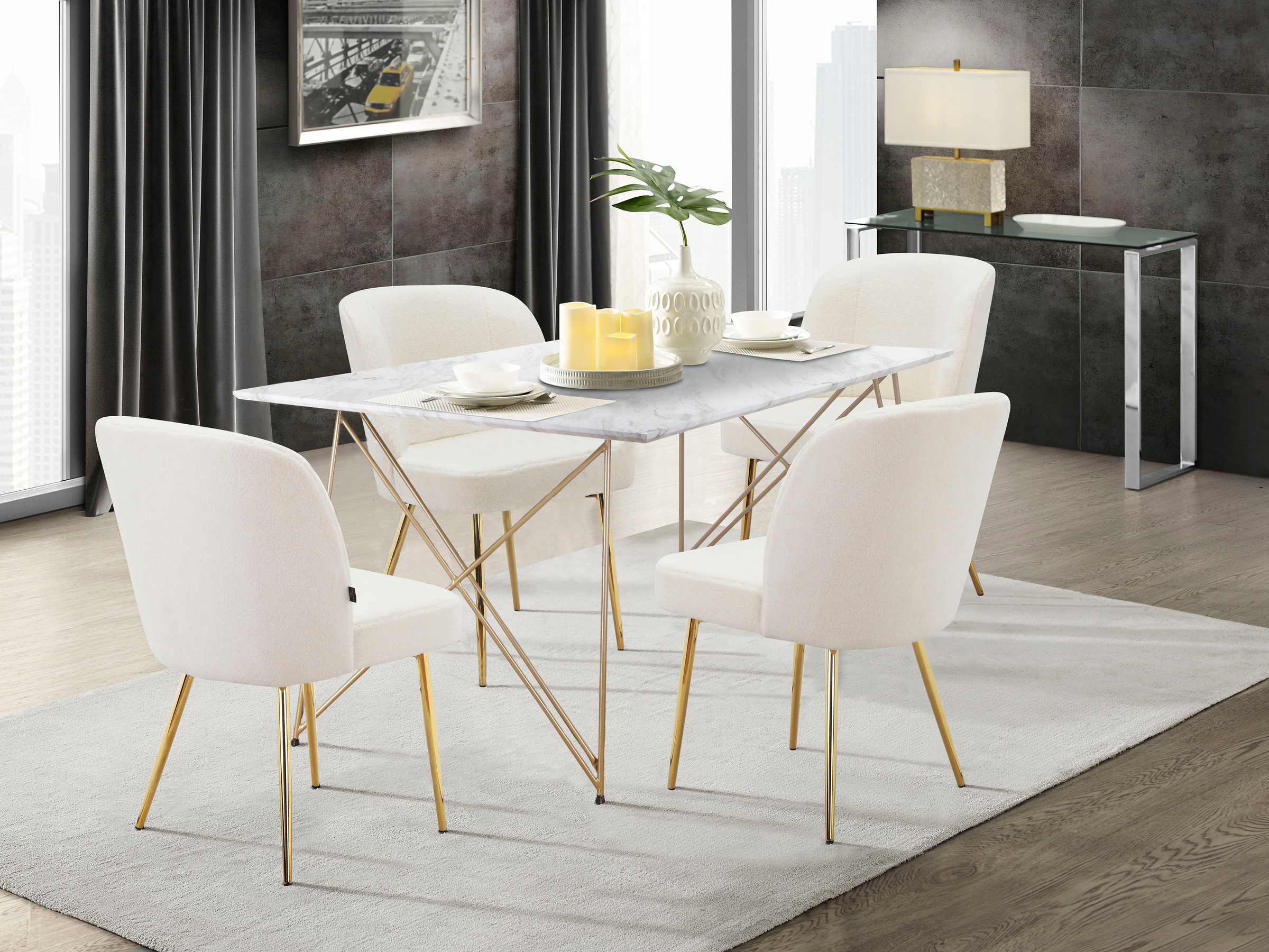 Image of GOODproduct Esstisch "Louie" Tisch, Küchentisch, OTTOs Choice, 1 Stk. tlg. mit Tischplatte in Marmor Optik, Gestell aus Metall golden, Höhe 76 cm
