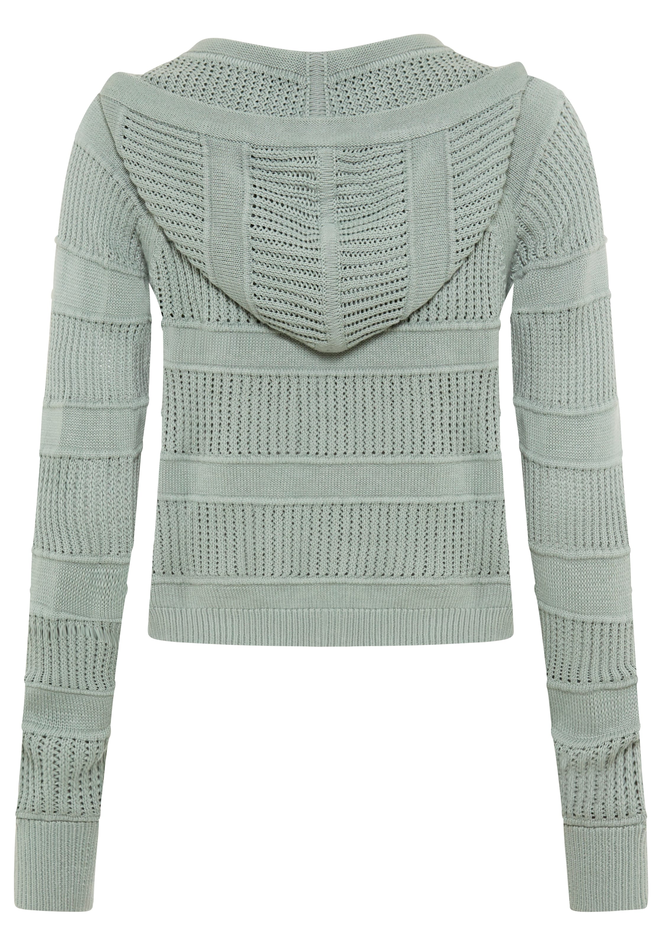 KangaROOS Veste en tricot ajouré mit Kapuze, V-Ausschnitt mit Knopfleiste, aus Feinstrick, Langarm