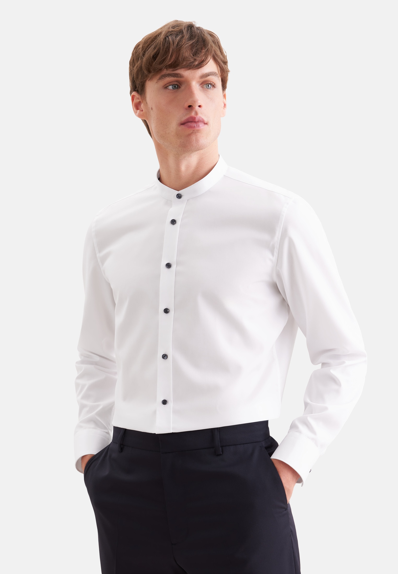 Image of seidensticker Businesshemd "Schwarze Rose" Slim 1/1 Stehkragen Uni