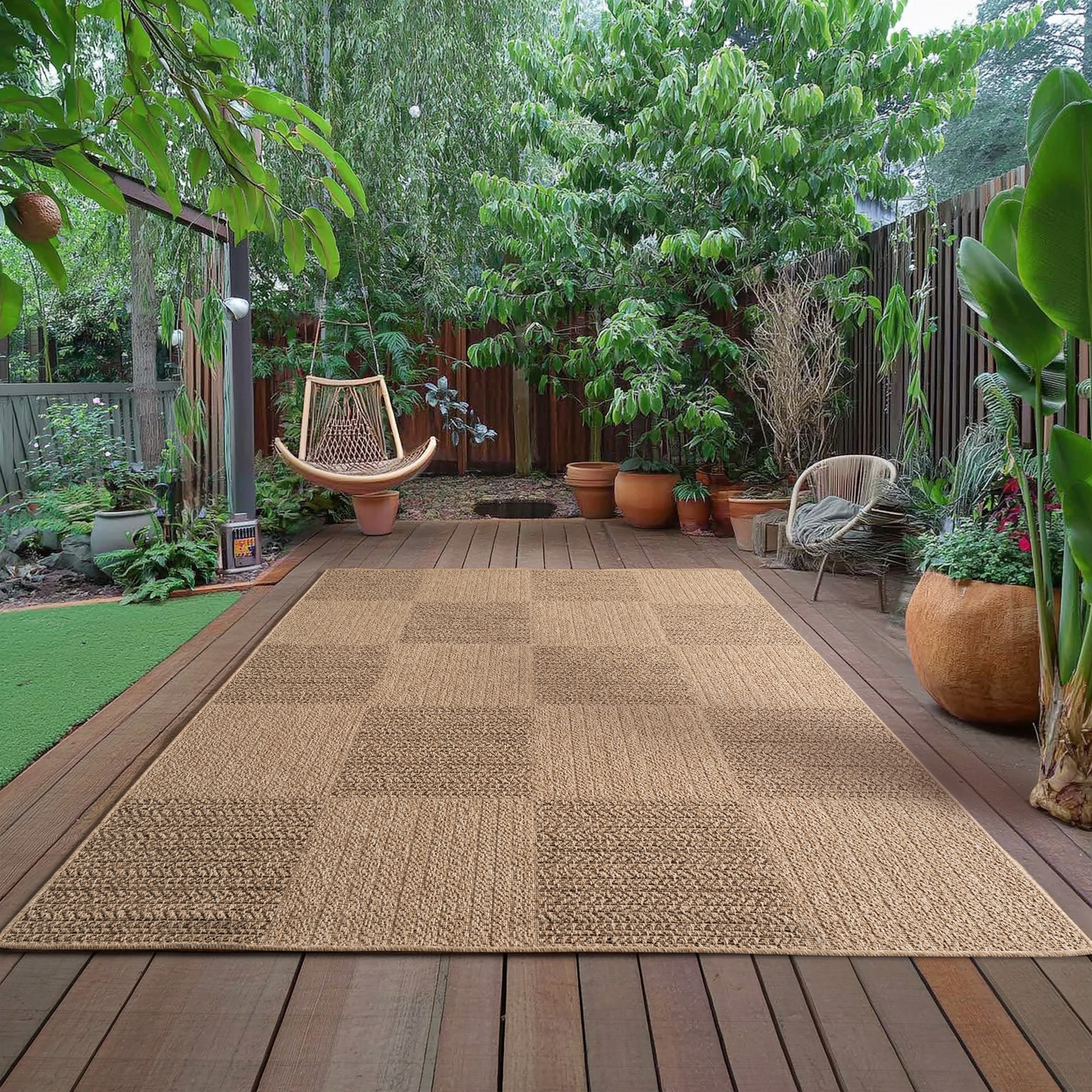 Image of Ayyildiz Teppiche Outdoorteppich "TIMBER 1405, auch als Läufer und Rund" rechteckig 5 mm Höhe Läufer, Rund, In und Outdoor, Jute Sisal Optik, Wohnzimmer, Terasse