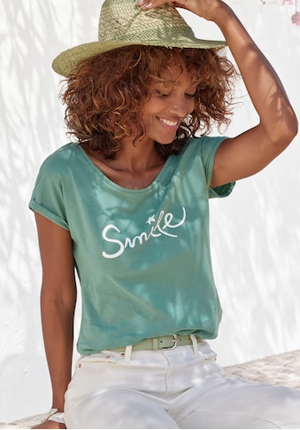 T-Shirt, mit modischem Frontdruck "Smile"