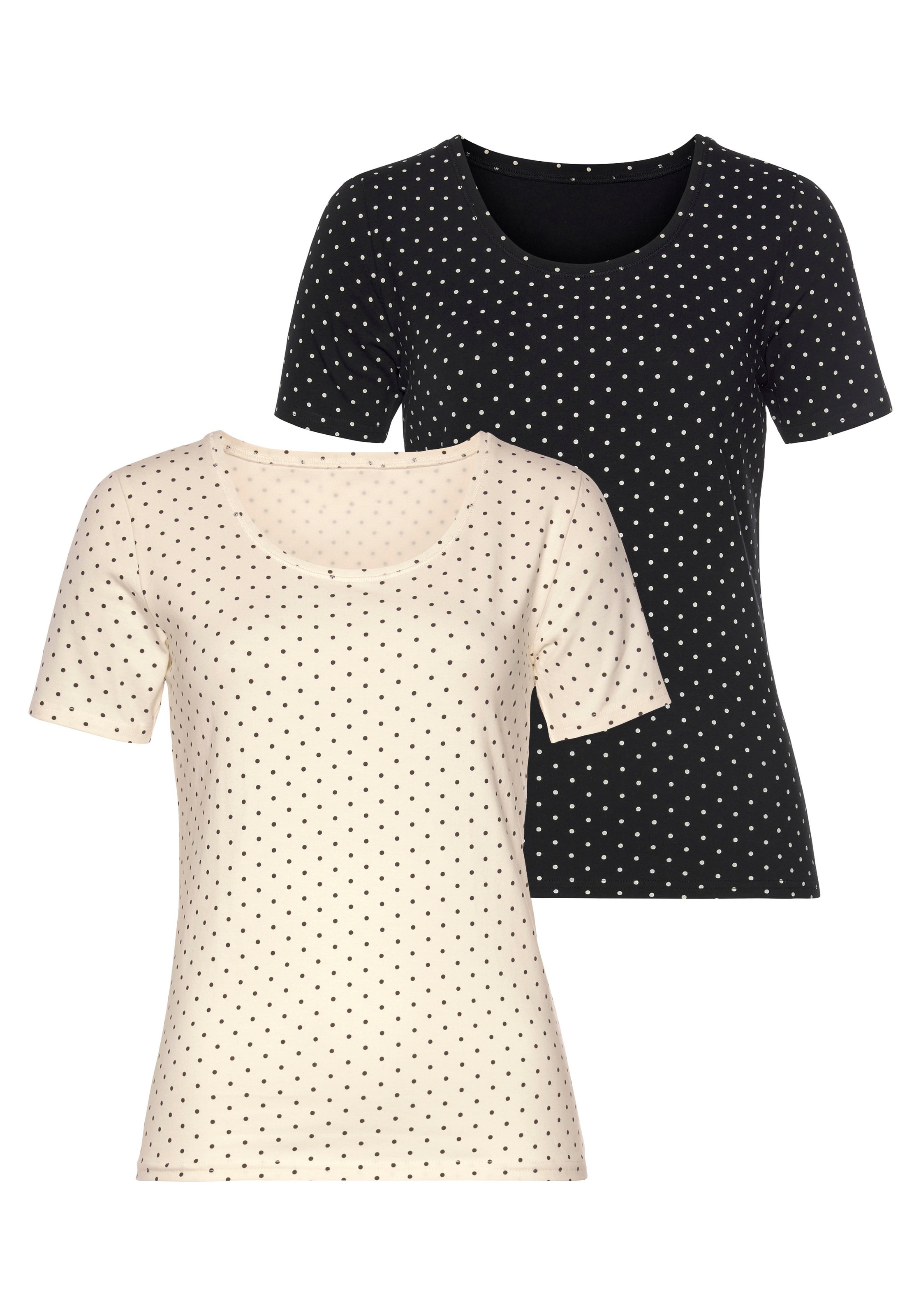 Image of Vivance T-Shirt, (2er-Pack), aus elastischer Baumwoll-Qualität bei Ackermann Versand Schweiz