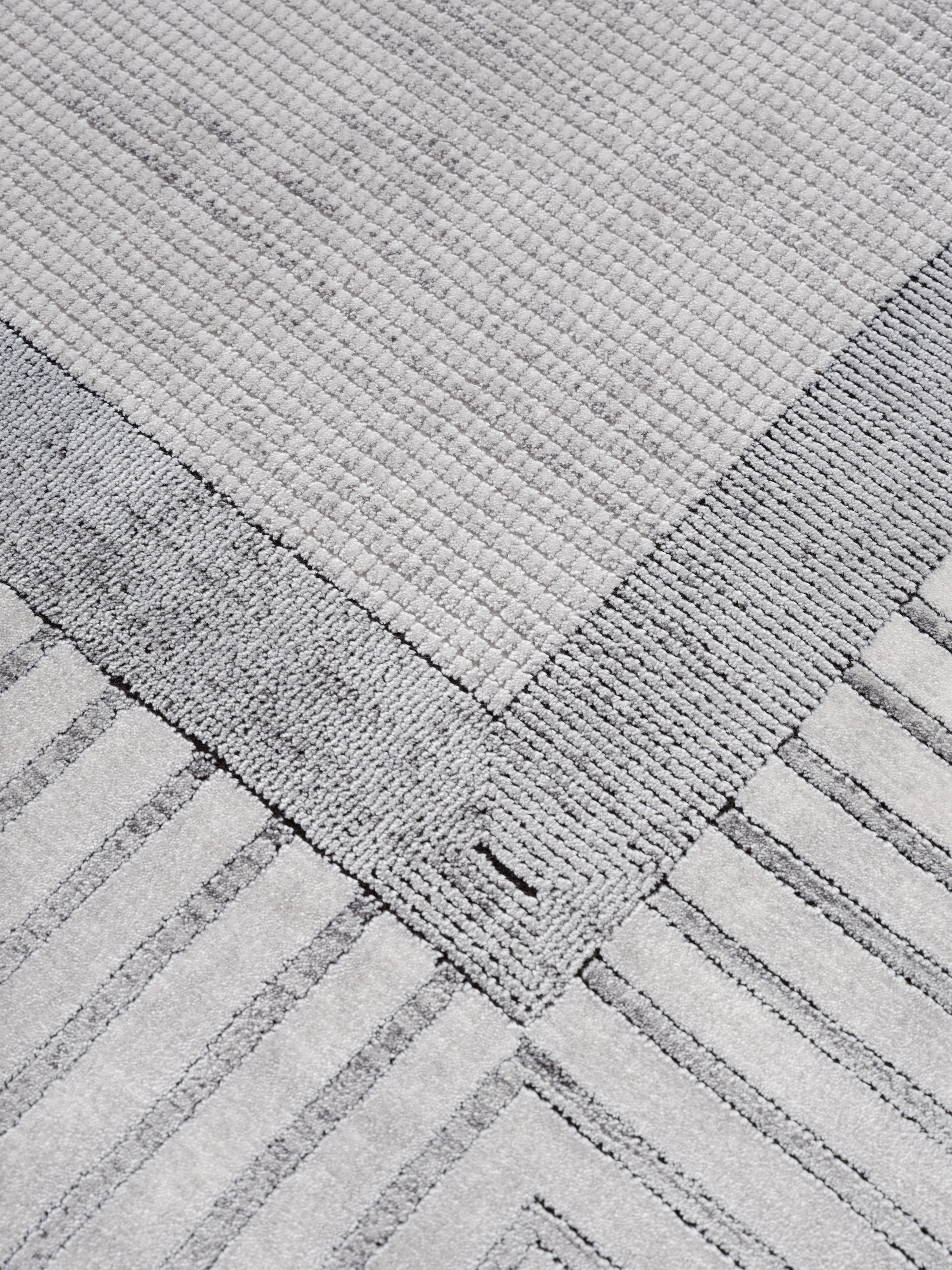 Calvin Klein home Teppich »Luster, mit Fransen, Designerteppich« rechteckig 6 mm Höhe Rahmen, Muster, meliert, Wohnzimmer, Schlafzimmer, Esszimmer