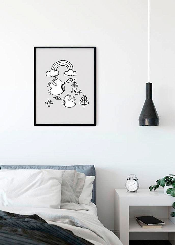 Image of Komar Bild "Scribble Birdy" Tiere 1 Stk. tlg. Wandbild zur Dekoration - ohne Rahmen