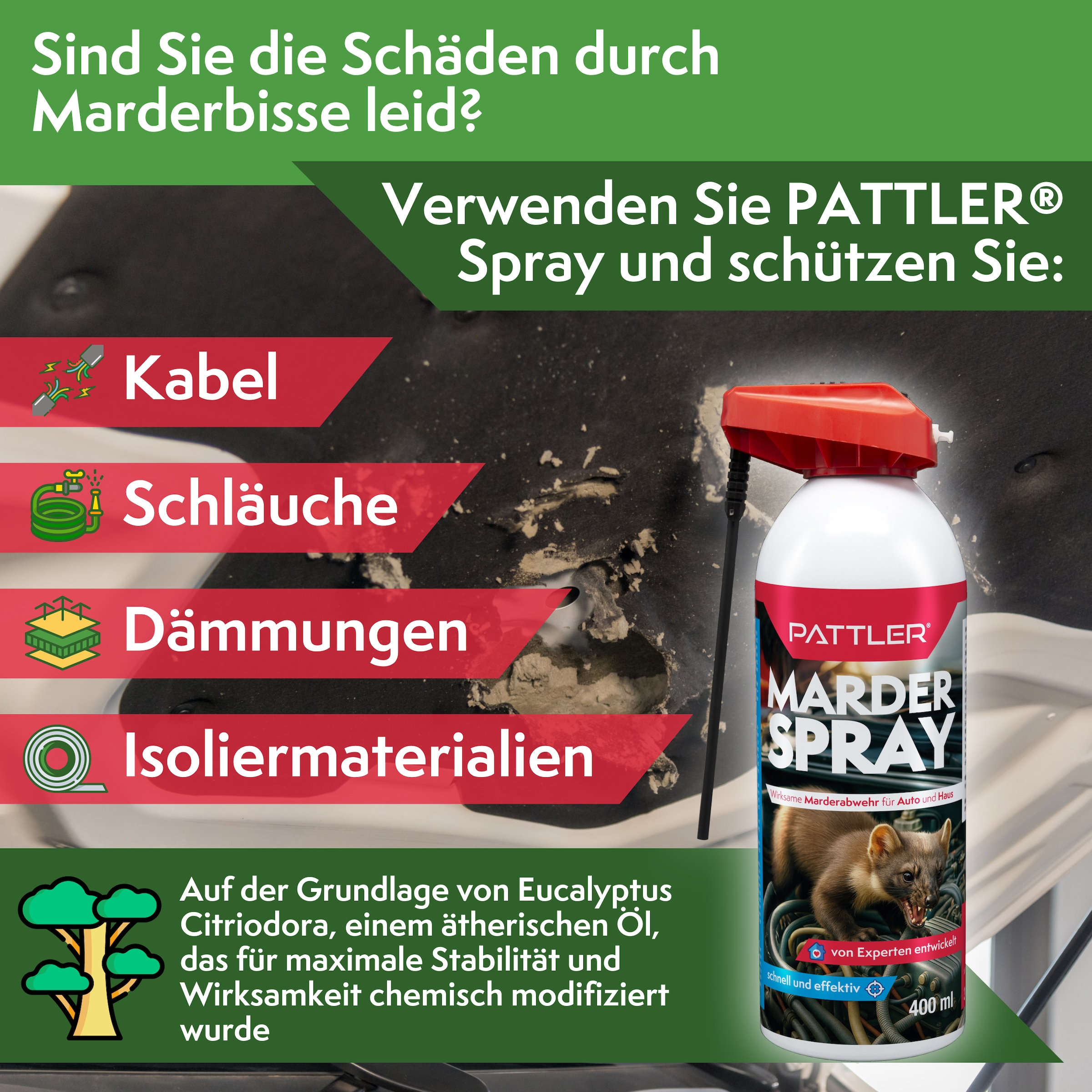 Pattler Spray anti-fouines »Hochwirksam mit Sofortwirkung« 400 ml
