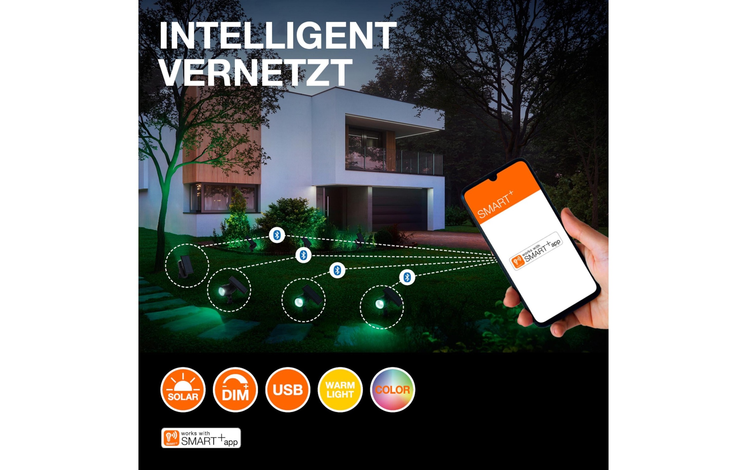 Osram Lampe solaire à LED »Outdoor Gartenspot SMART+ Solar Erdspiess RGB + W« 1 cuis RVB | blanc neutre